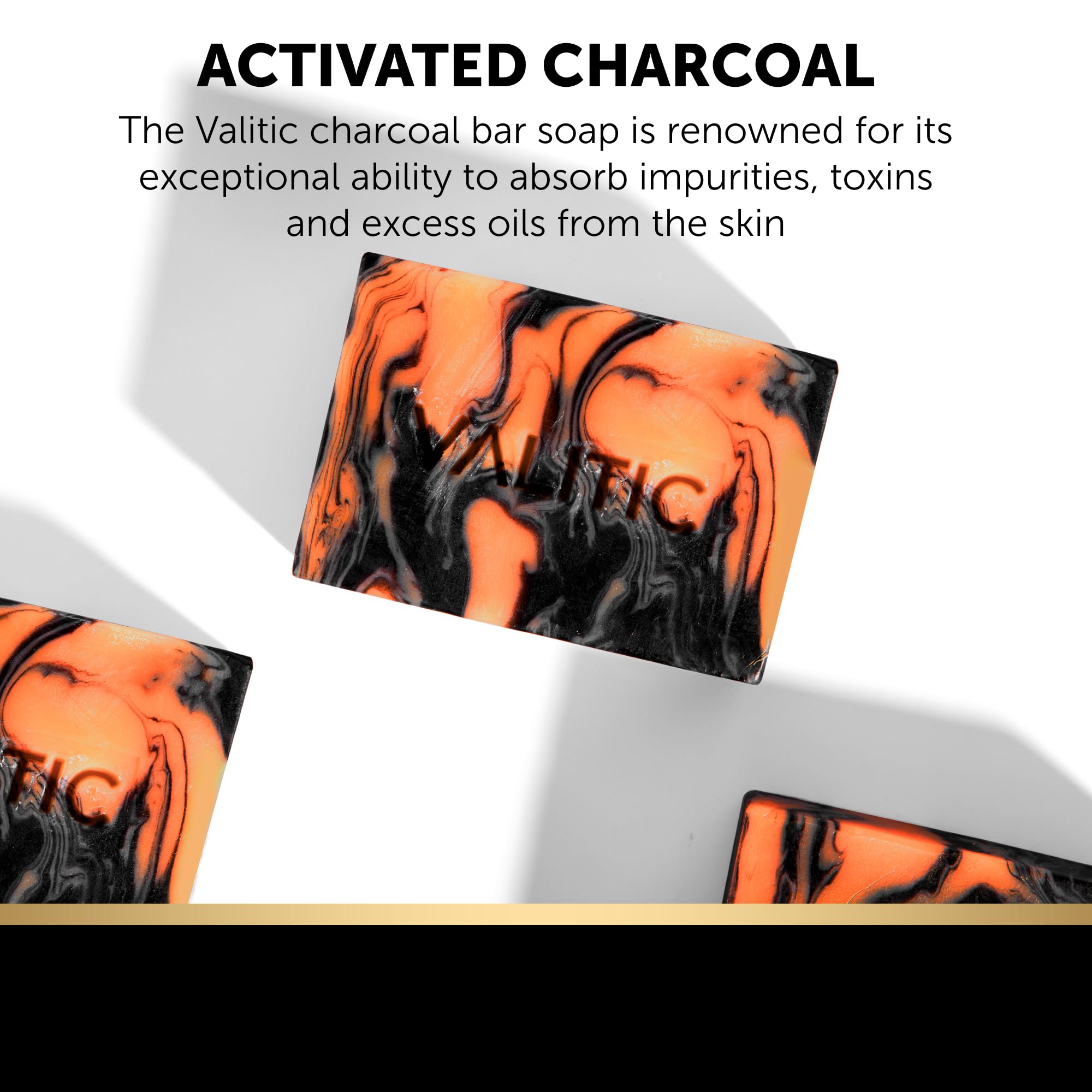 VALITIC Charcoal Kojic Acid Turmeric Black Soap Bar – 2 Pack with Holder