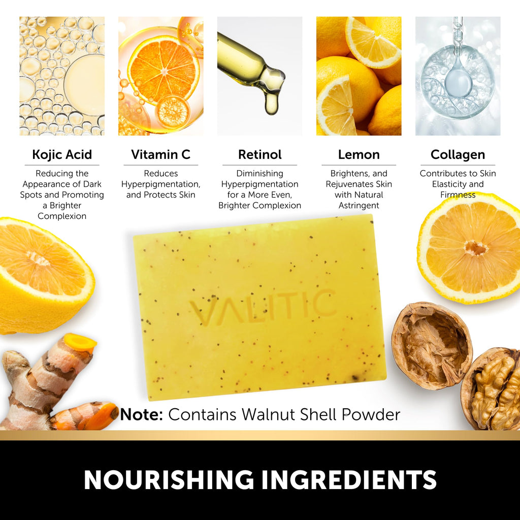 VALITIC Lemon Turmeric Soap for Dark Spots – Kojic Acid + Retinol + Vitamin C (2 Pack)