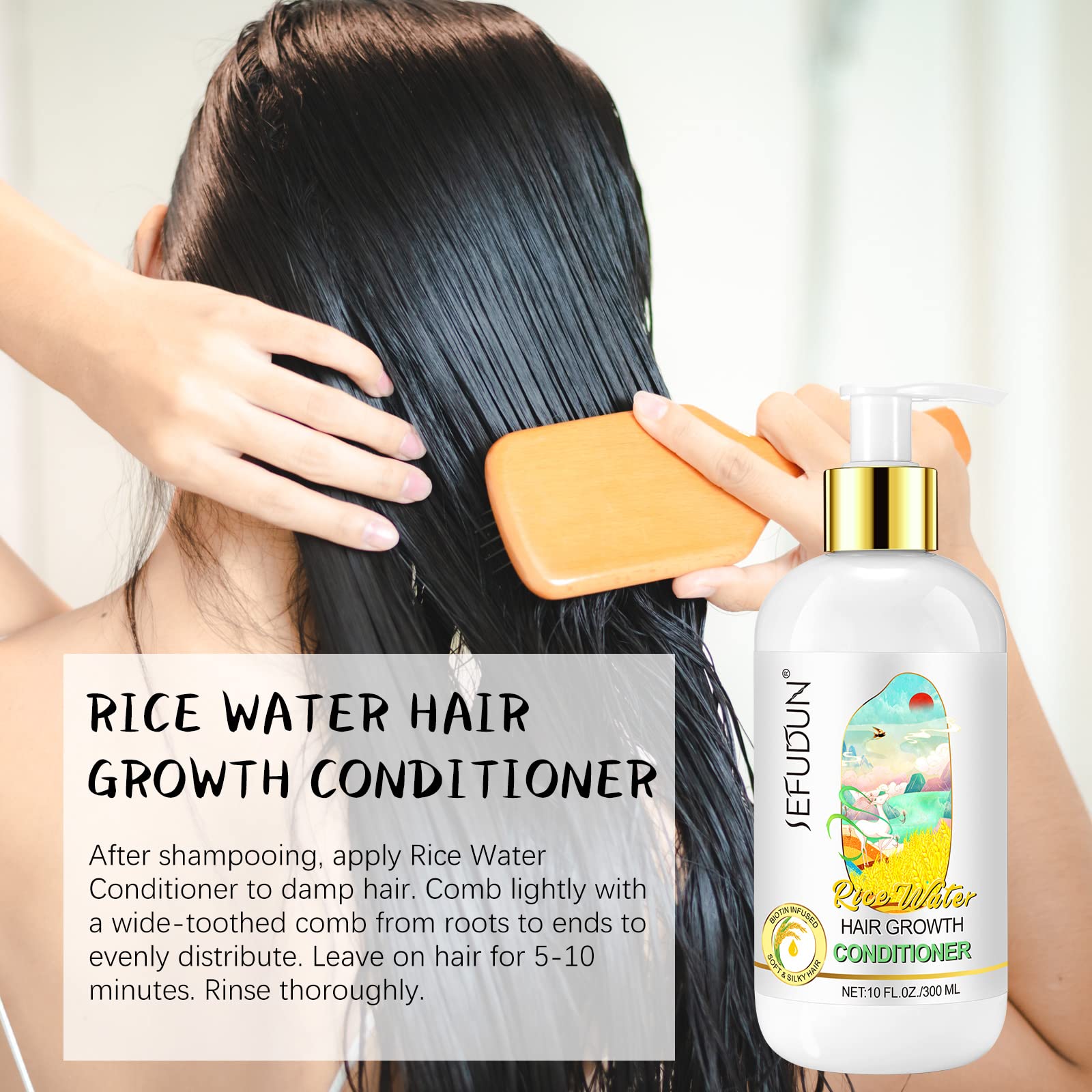Valleylux Rice Water Hair Growth Conditioner with Biotin – 10 fl oz | Strength, Volume & Shine