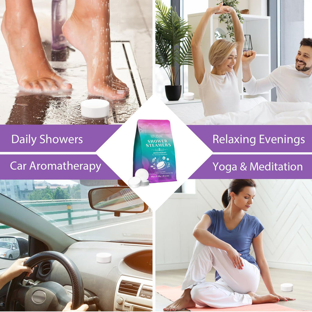 Valleylux 16-Pack Shower Steamers — 8 Scents for Home Spa Relaxation