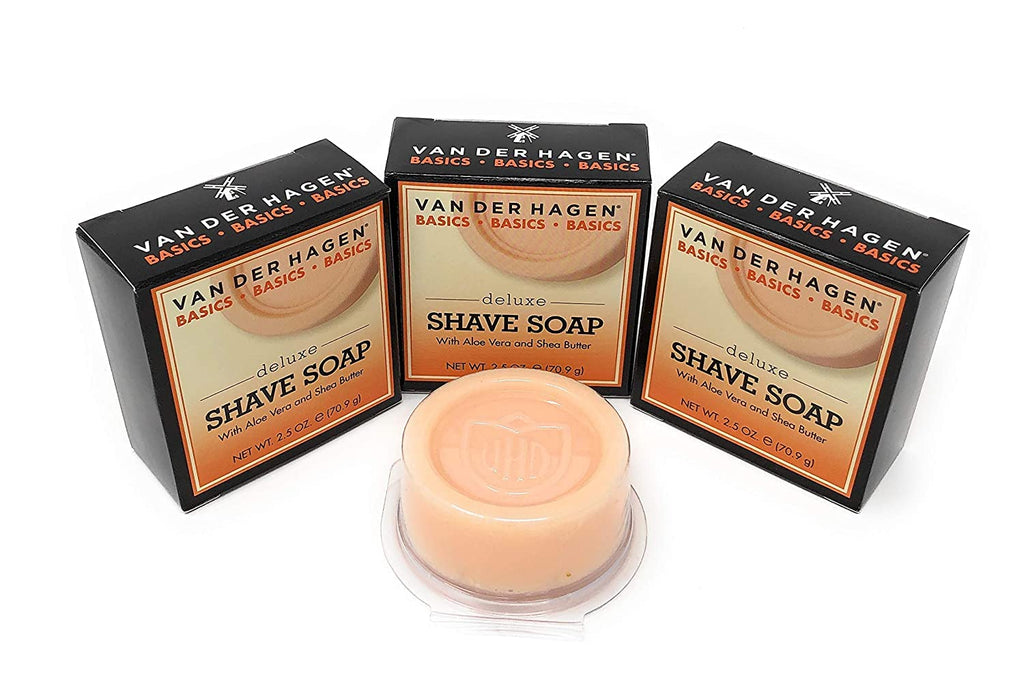 Van Der Hagen Deluxe Shave Soap - 2.5 oz - 3 Pack | Rich Lather for Classic Shaving