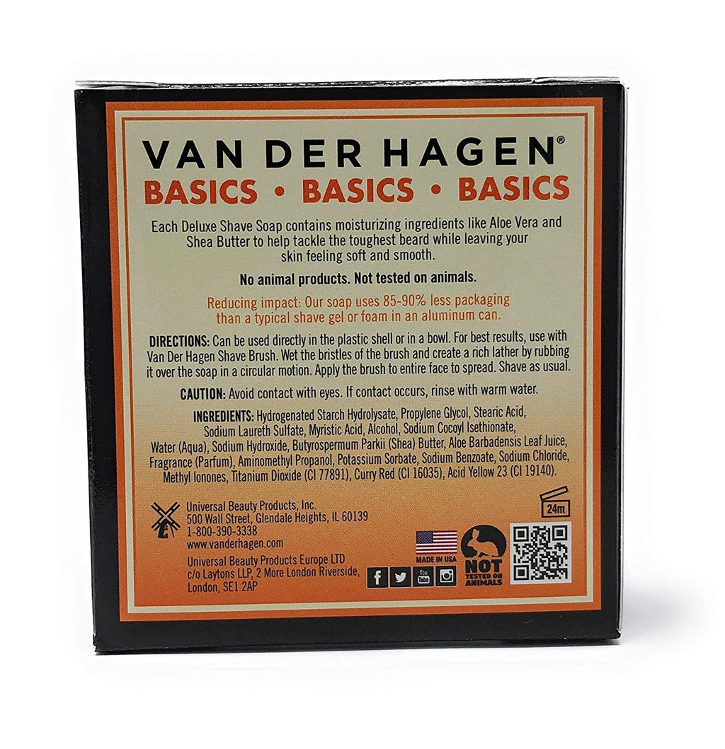 Van Der Hagen Deluxe Shave Soap - 2.5 oz - 3 Pack | Rich Lather for Classic Shaving