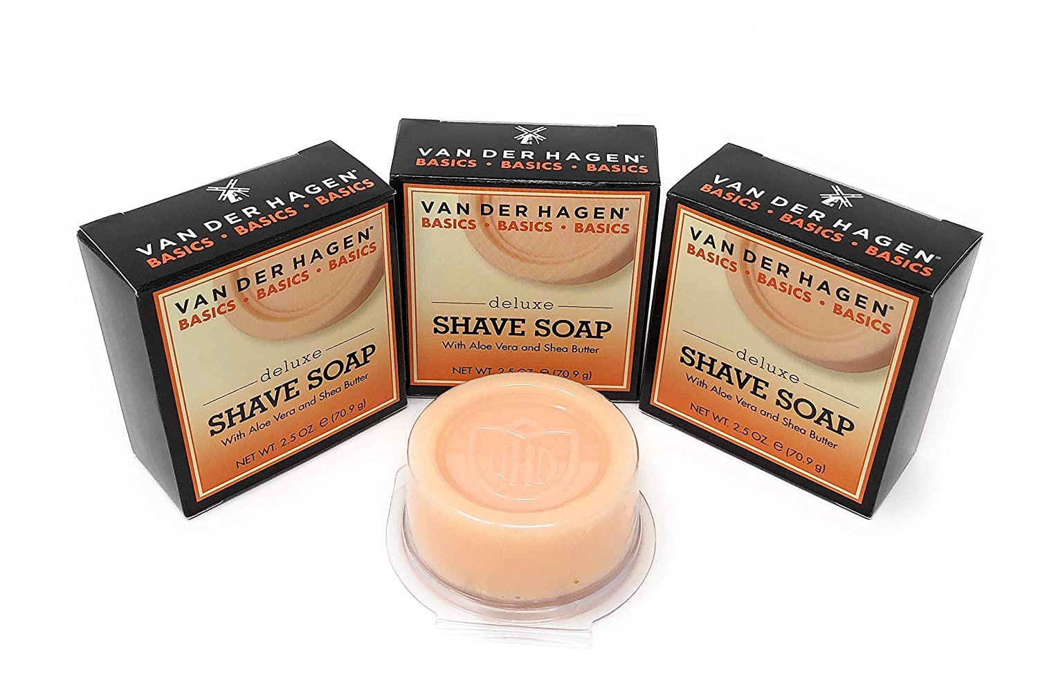 Van Der Hagen Deluxe Shave Soap - 2.5 oz - 3 Pack | Rich Lather for Classic Shaving