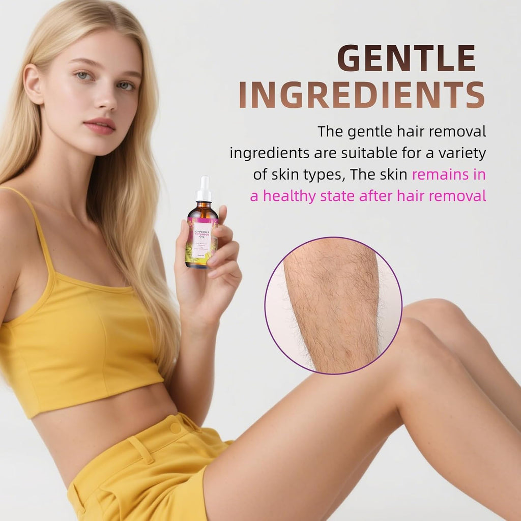 VANCON Hair Removal Oil & Inhibitor | Natural Cyperus Rotundus for Slower Hair Regrowth, 60ml