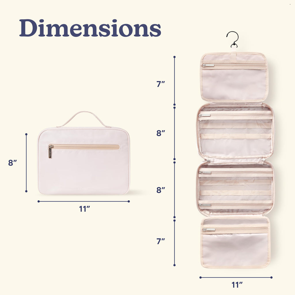 VANDEL Waterproof Hanging Toiletry Bag – 4-Compartment Travel Makeup Organizer