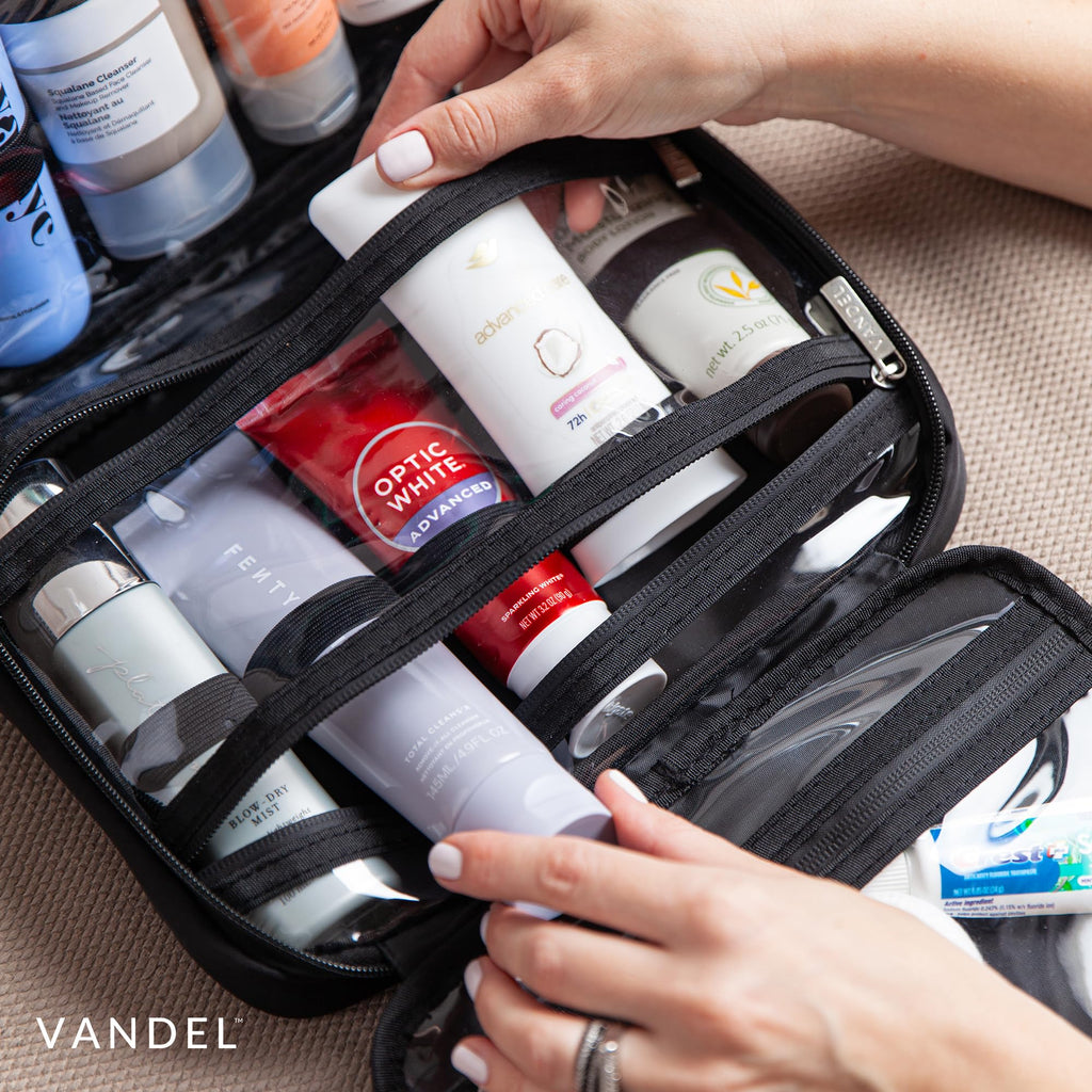 VANDEL Waterproof Hanging Toiletry Bag for Travelling - 360° Hook, Leakproof, Makeup Organizer | Black