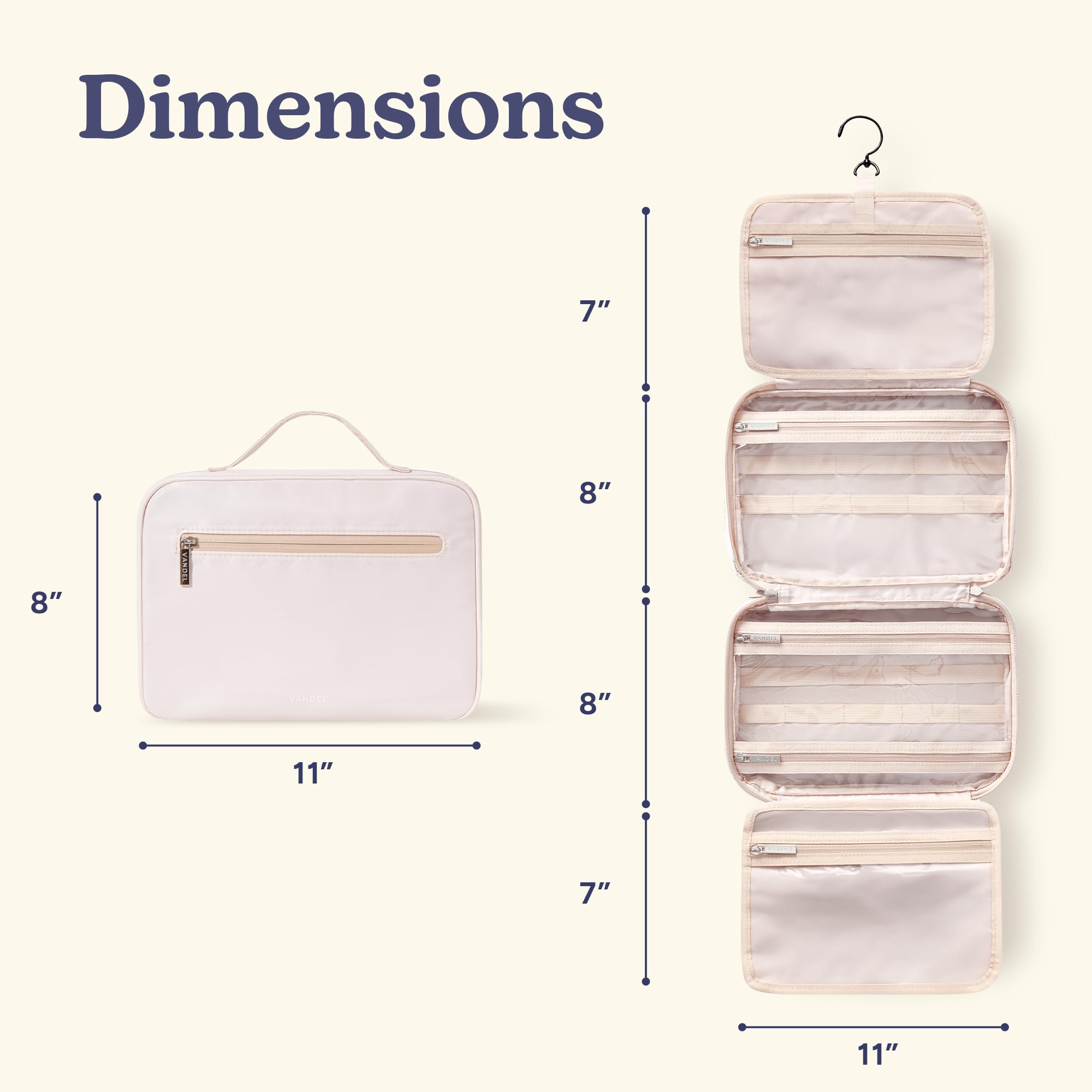 VANDEL Waterproof Hanging Toiletry Bag for Travelling - 360° Hook, Leakproof, Makeup Organizer | Black