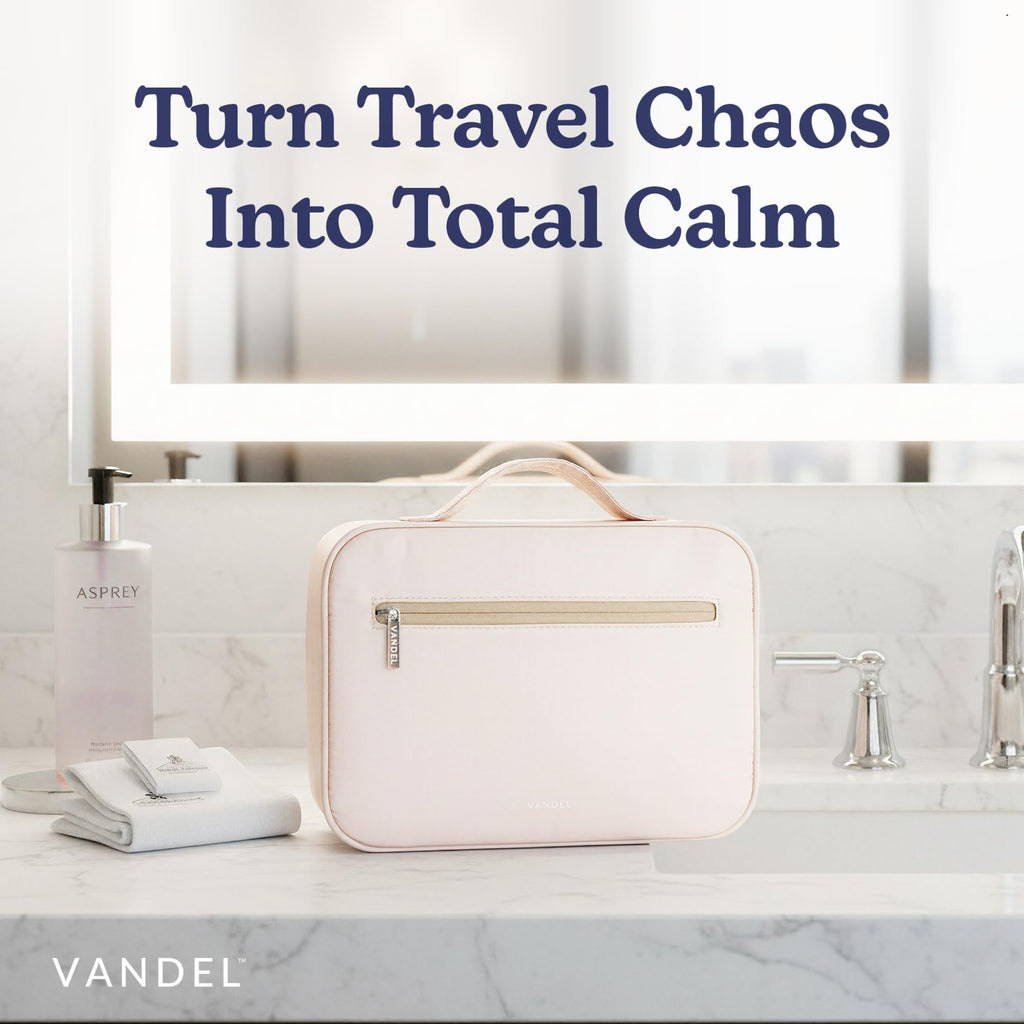 VANDEL Waterproof Hanging Toiletry Bag – 4-Compartment Travel Makeup Organizer