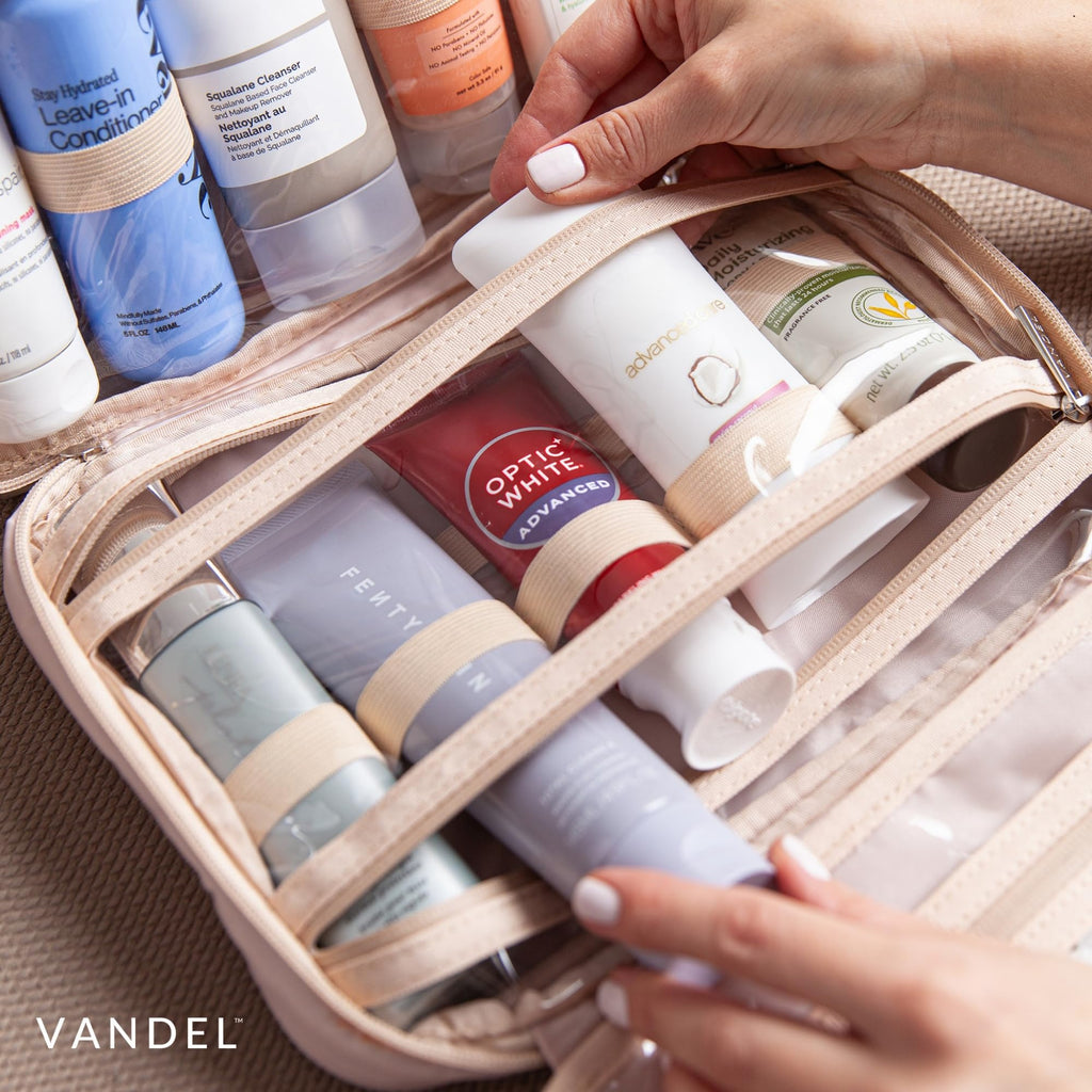 VANDEL Waterproof Hanging Toiletry Bag – 4-Compartment Travel Makeup Organizer