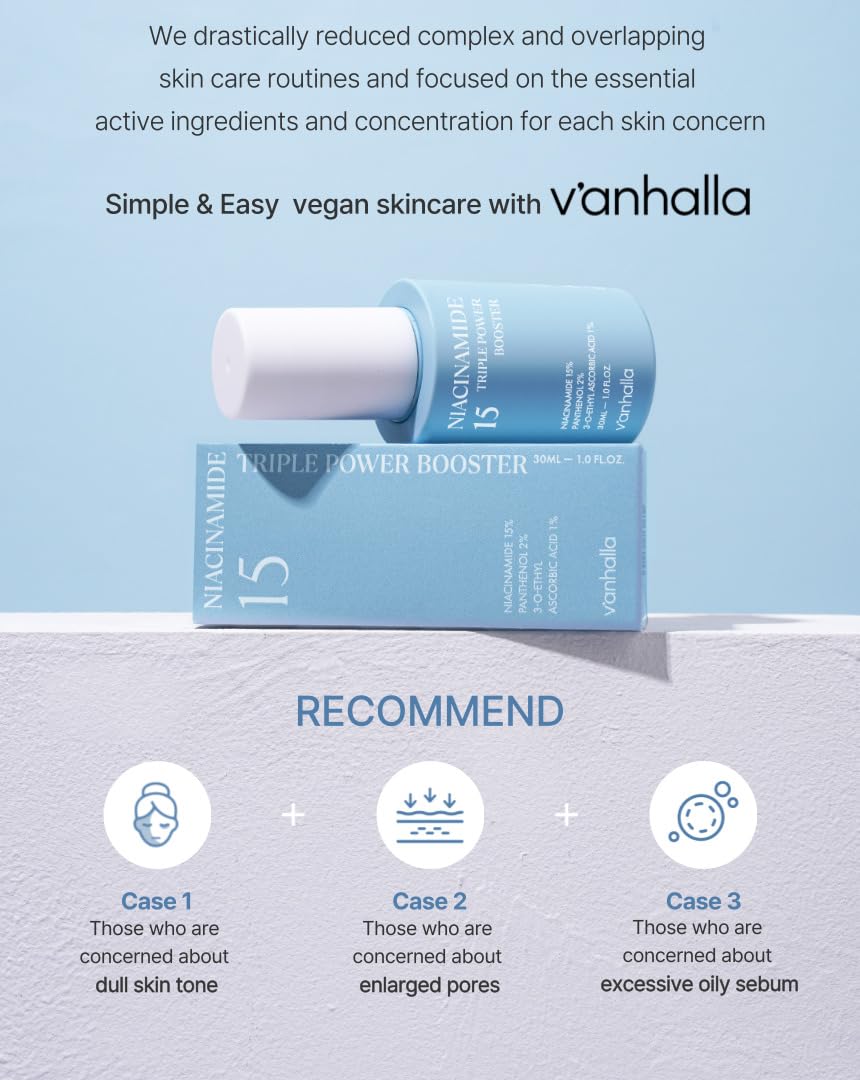V'anhalla Niacinamide 15 Triple Power Booster – Lightweight, Hydrating Serum for Even Tone & Pore Refinement