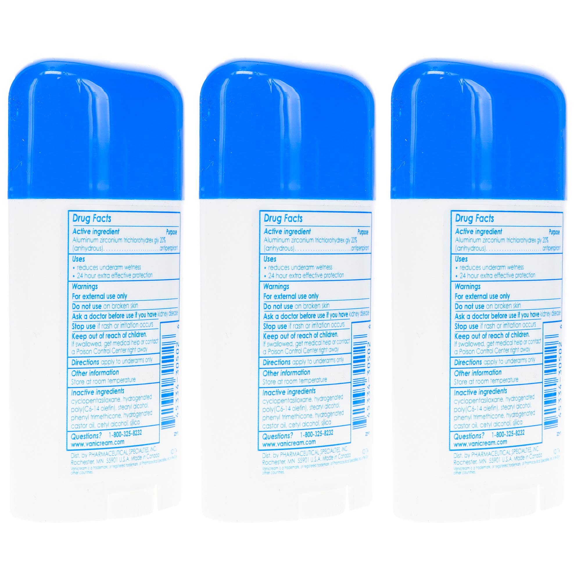 Vanicream Anti-Perspirant Deodorant – Clinical Strength for Sensitive Skin, 2.25 oz (Pack of 3)