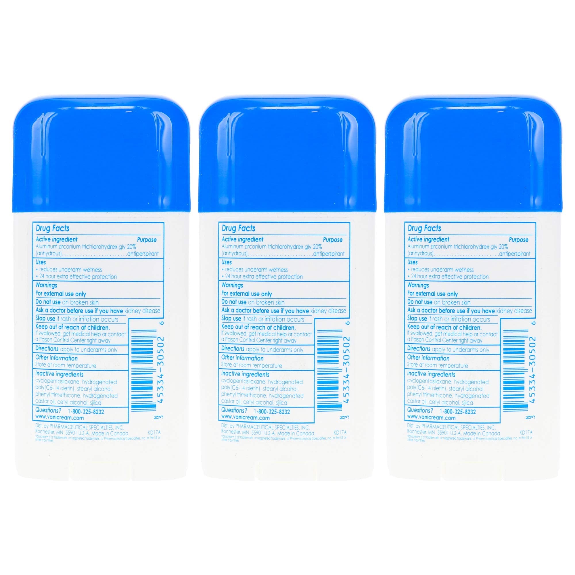 Vanicream Anti-Perspirant Deodorant – Clinical Strength for Sensitive Skin, 2.25 oz (Pack of 3)