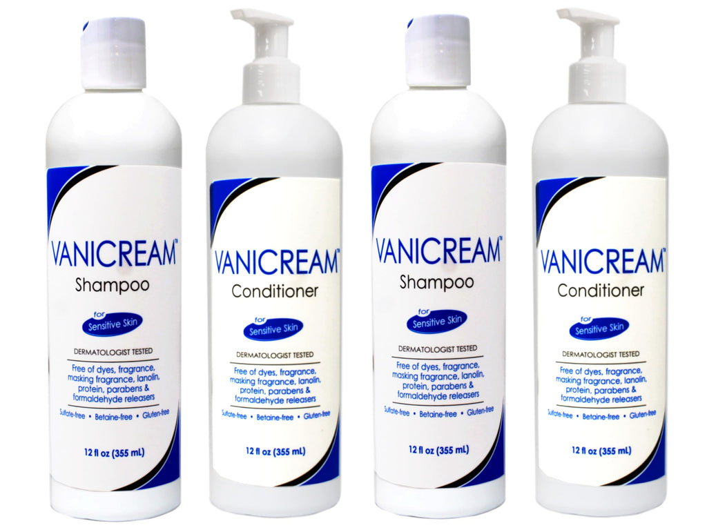 Vanicream Shampoo & Conditioner Set for Sensitive Skin – Dermatologist Tested – 4 Bottles (12 oz)