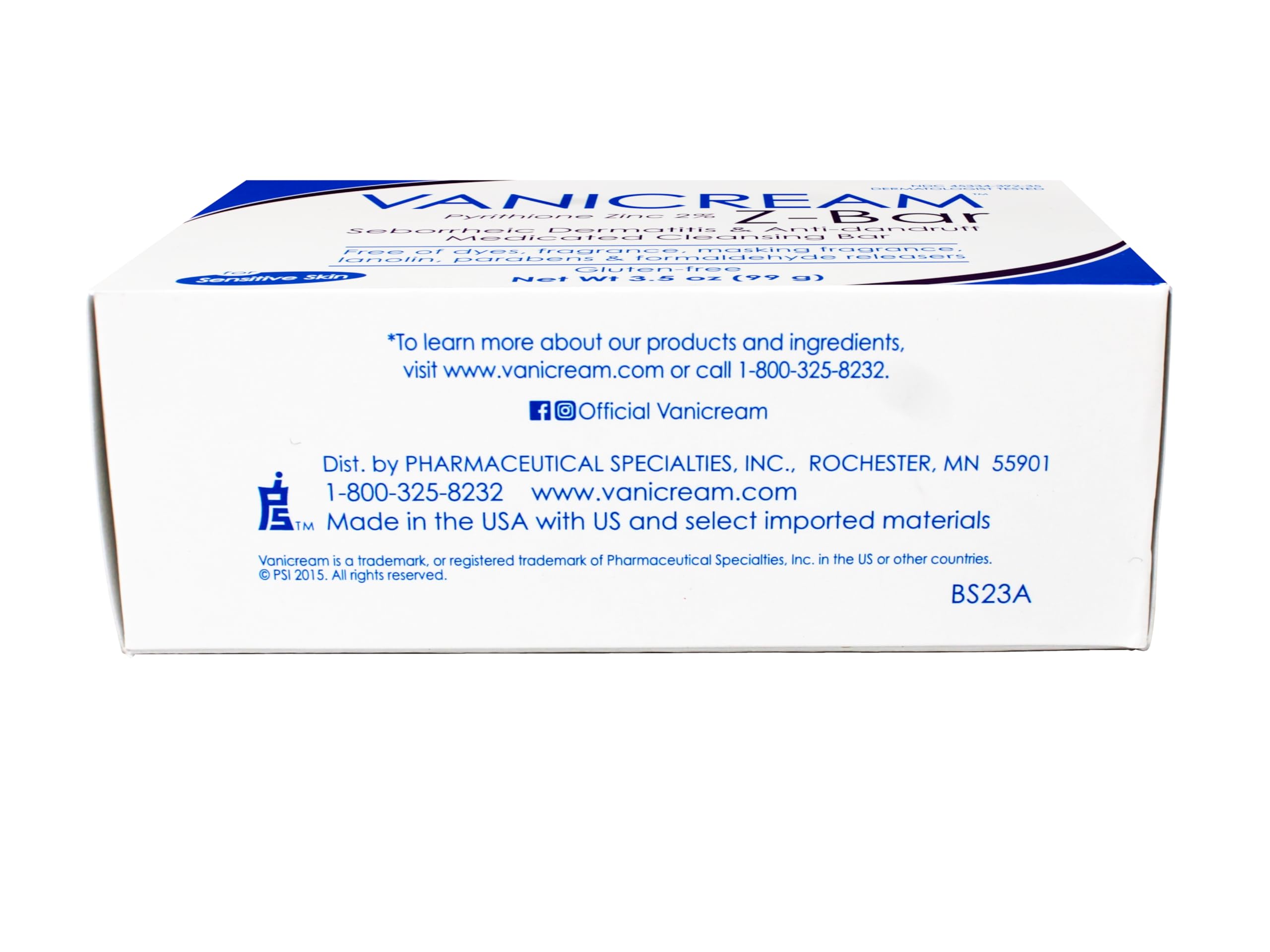 Vanicream Z-Bar Medicated Cleansing Bar – 2% Pyrithione Zinc for Sensitive Skin (3 x 3.5 oz)