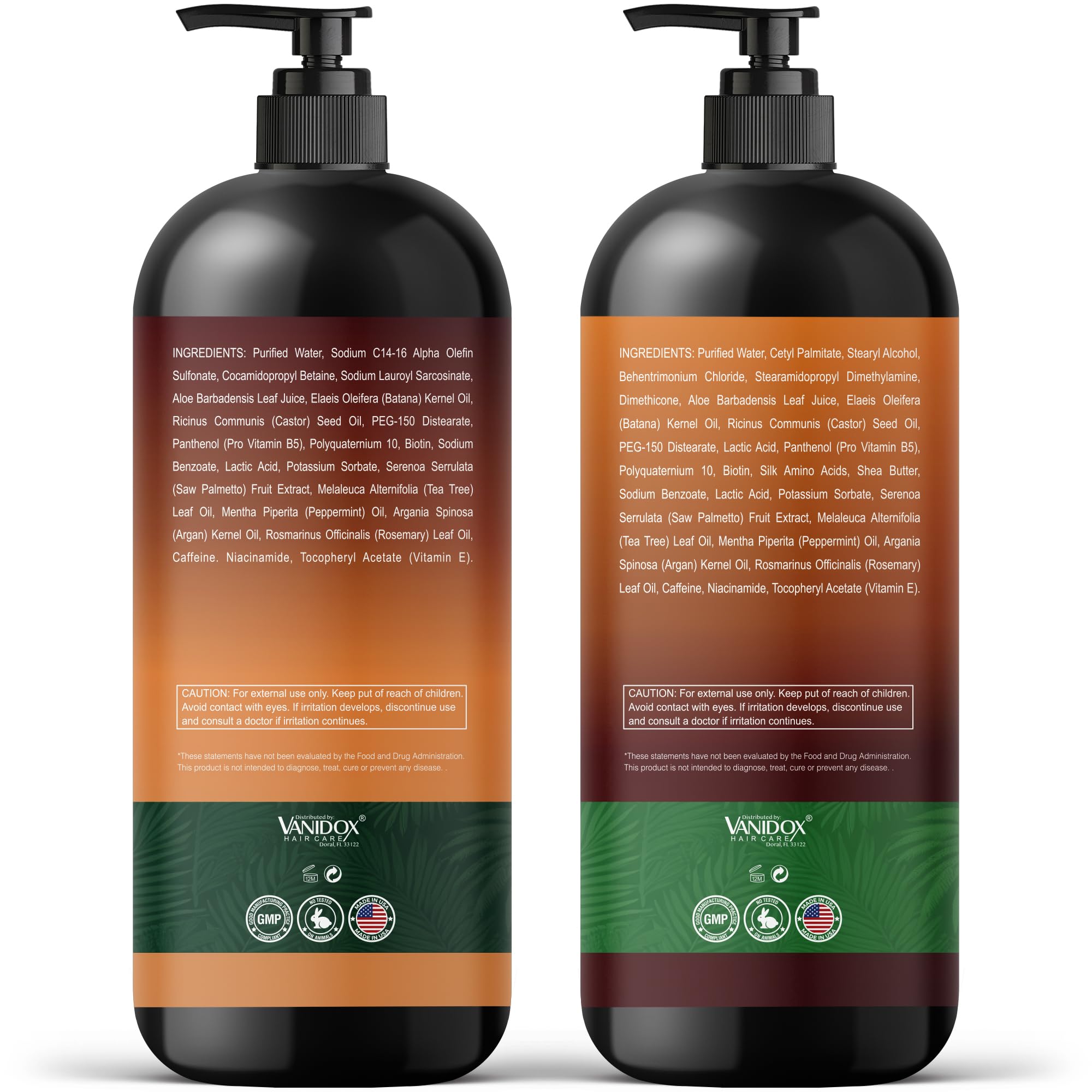 VANIDOX Batana Oil Shampoo & Conditioner Set – Biotin & Niacinamide, Sulfate-Free, 2 x 16 fl oz