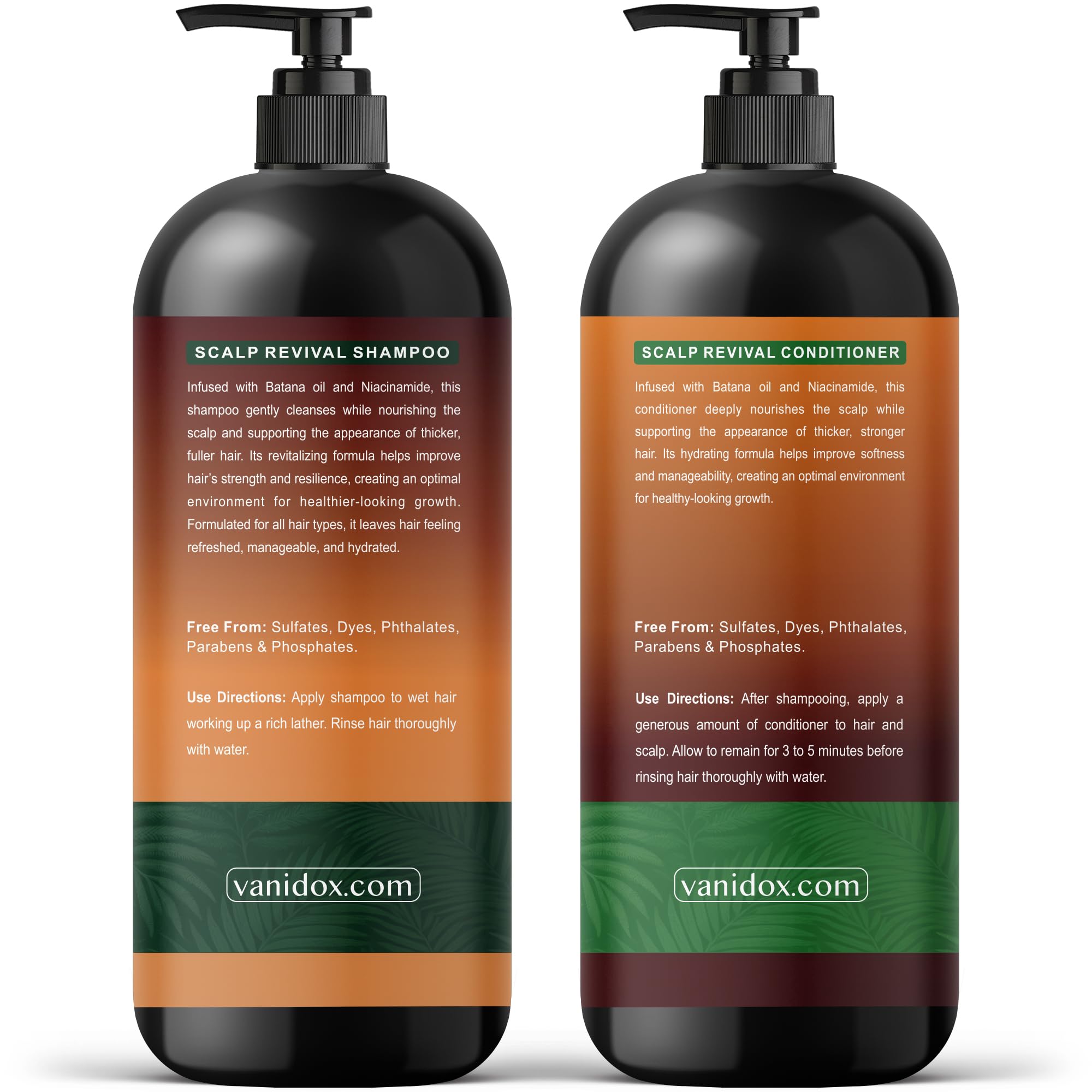 VANIDOX Batana Oil Shampoo & Conditioner Set – Biotin & Niacinamide, Sulfate-Free, 2 x 16 fl oz
