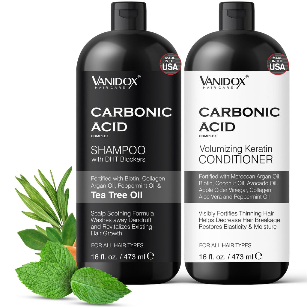 VANIDOX Carbonic Acid Shampoo & Conditioner Set — Deep Moisture, Volume & Scalp Nourishment | Made in USA