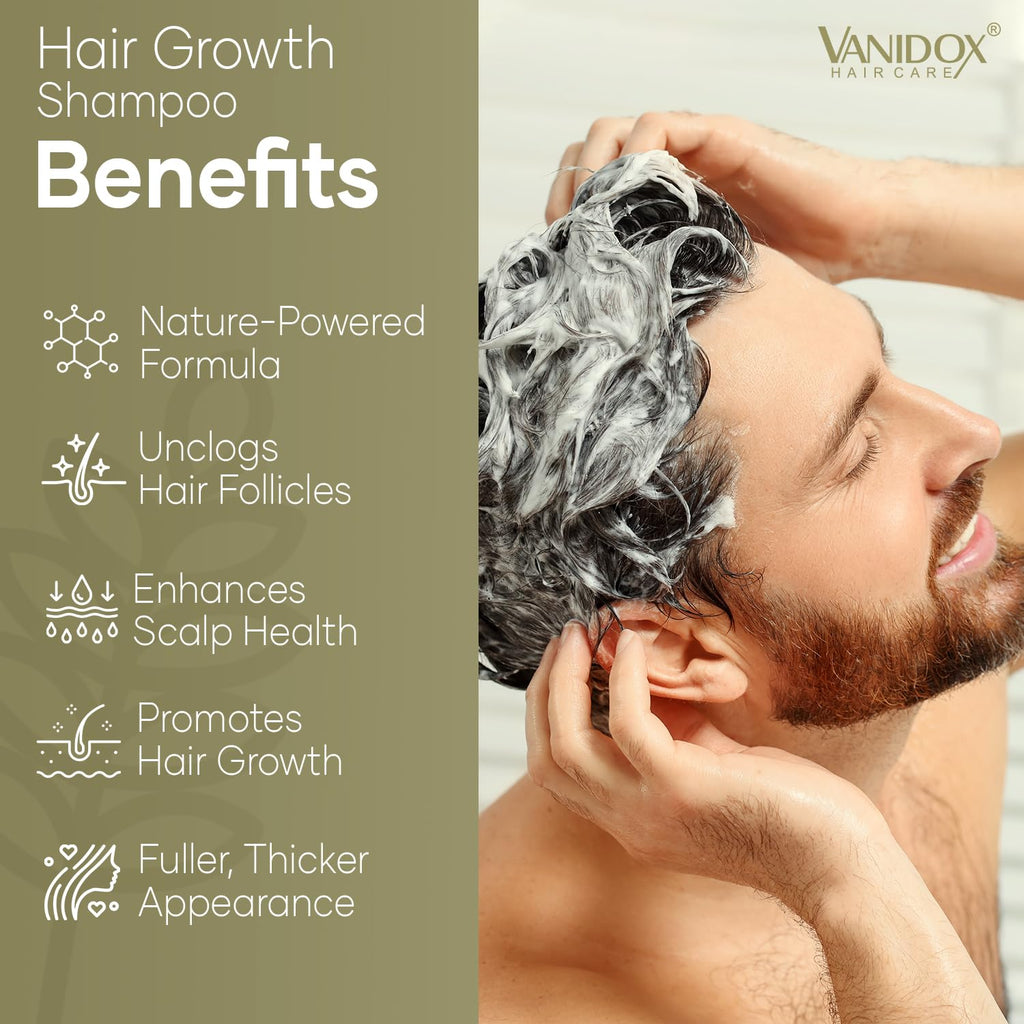 VANIDOX Carbonic Acid Shampoo with DHT Blockers — Sulfate-Free, Biotin & Tea Tree Oil (16 oz)