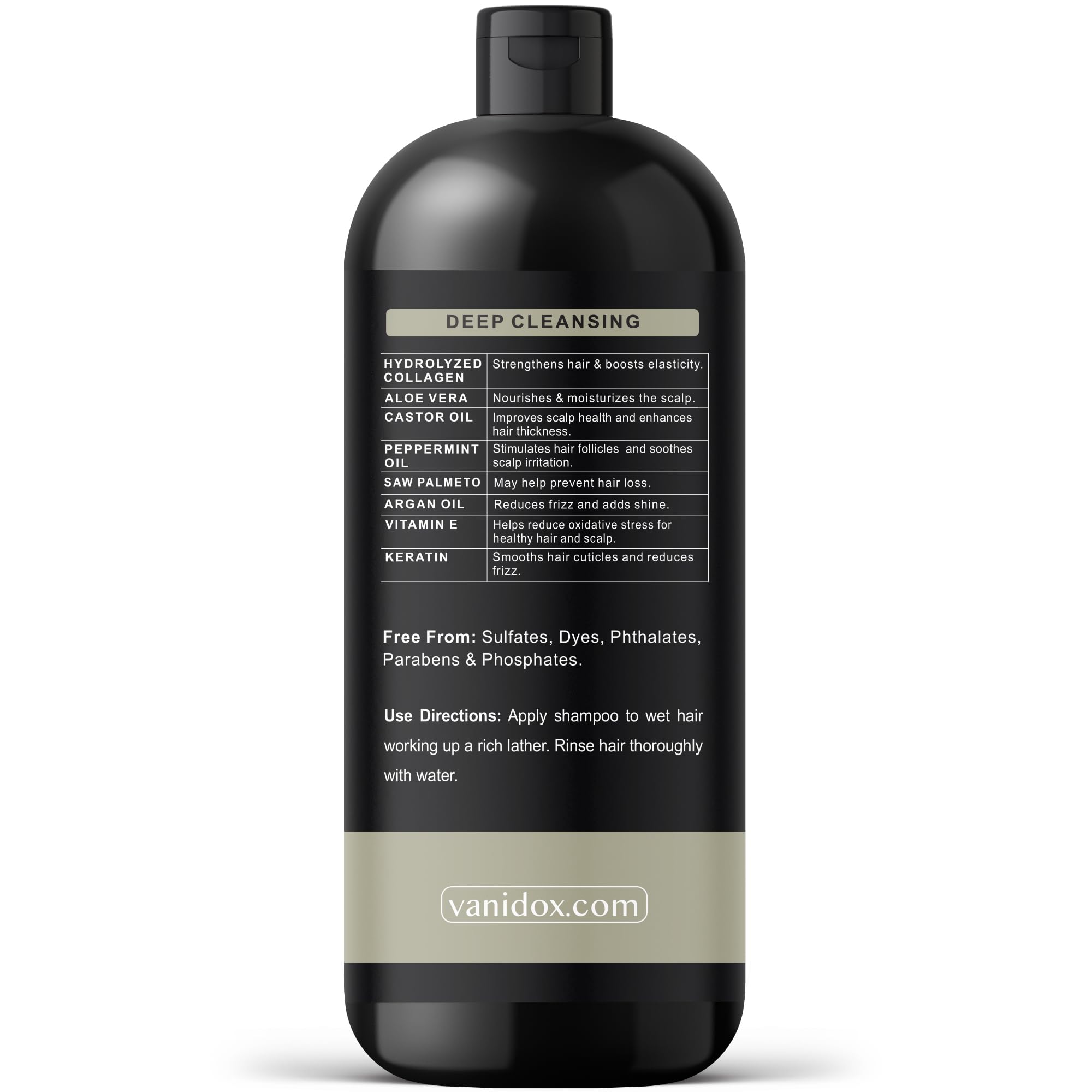 VANIDOX Tea Tree Oil Shampoo with Castor Oil – Itchy Scalp Relief & Fuller Hair (16 oz) | Made in USA