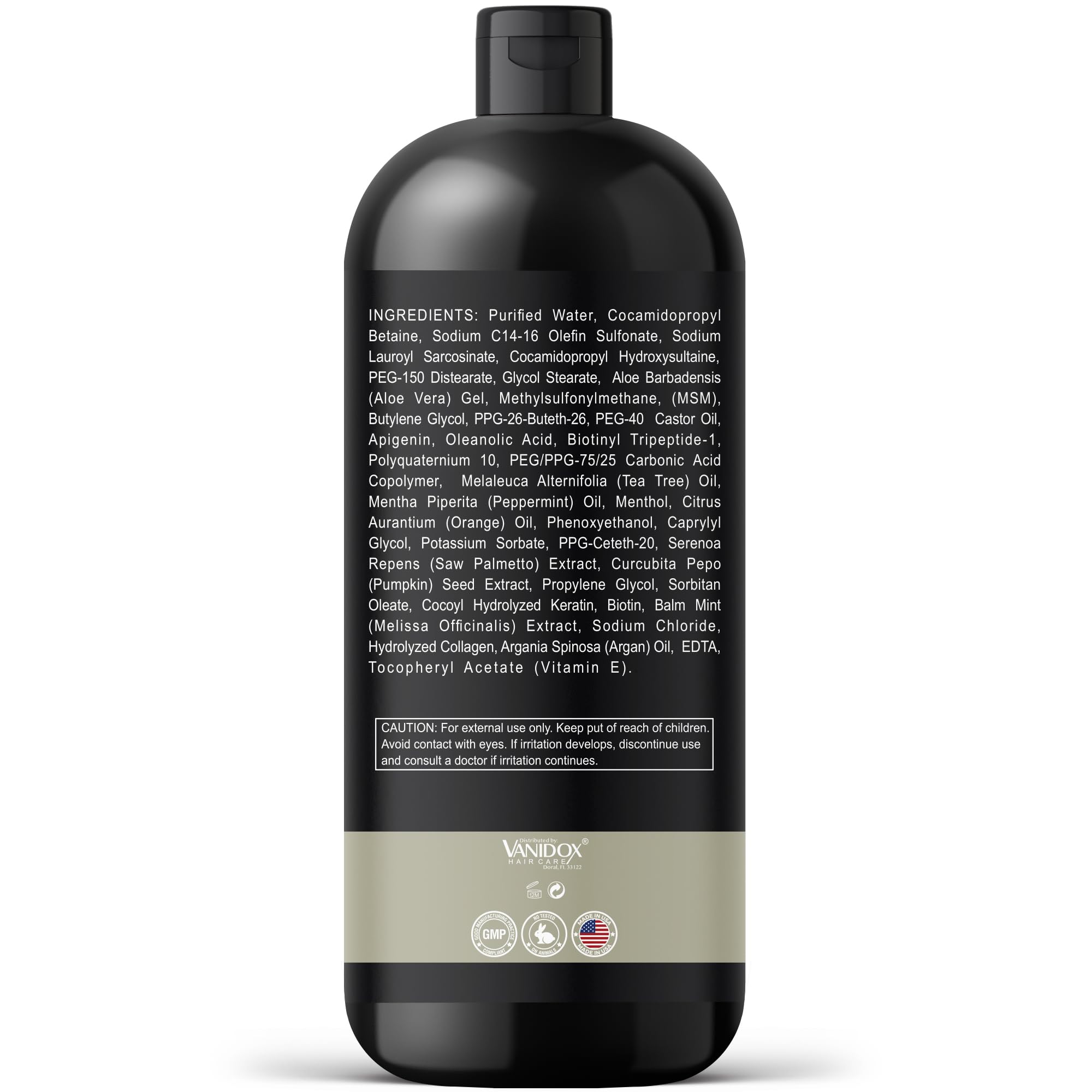 VANIDOX Tea Tree Oil Shampoo with Castor Oil – Itchy Scalp Relief & Fuller Hair (16 oz) | Made in USA