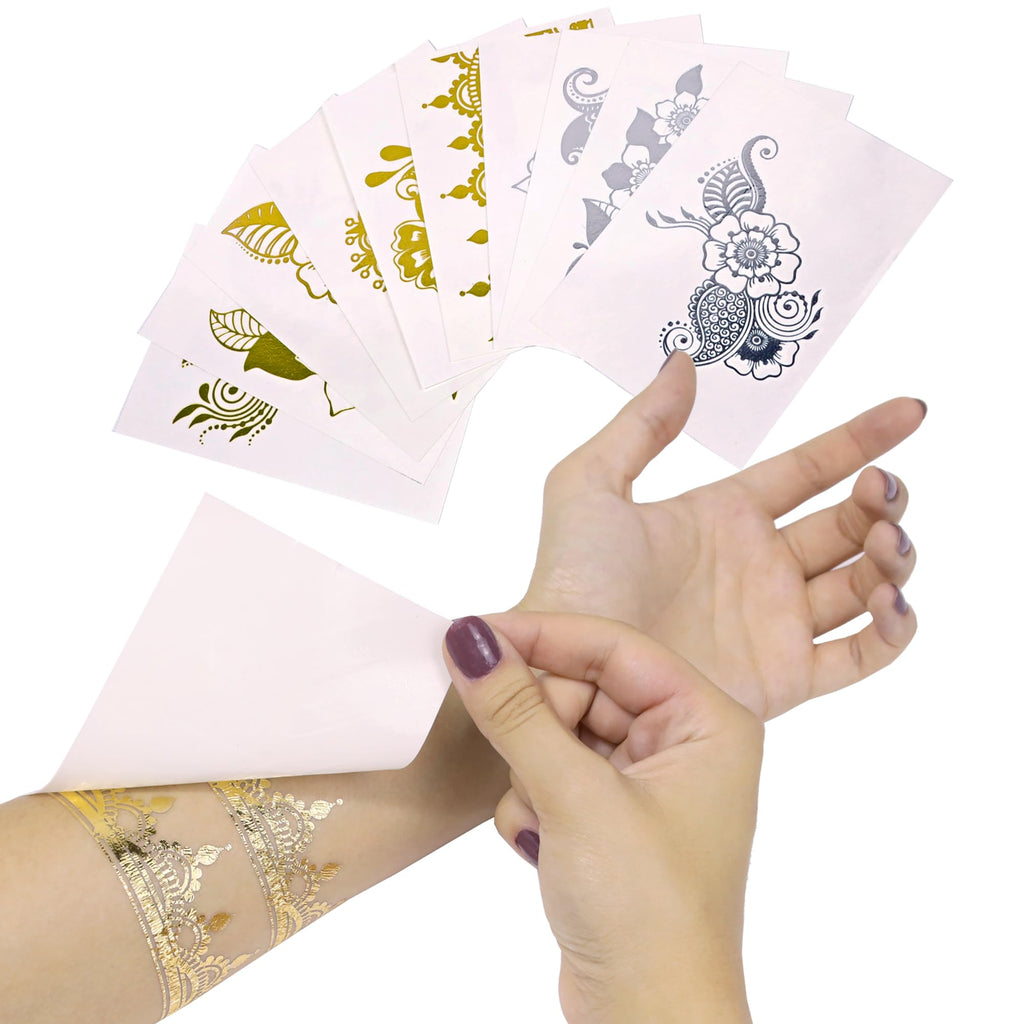Vanli's Metallic Temporary Tattoo Markers – 12 Pack with 30 Stencil Papers | Body Art for Teens & Adults