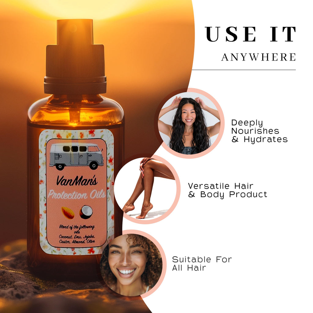 VanMan Protection Oil Hair Serum – Fragrance-Free Hydration for Dry & Frizzy Hair | 4 oz