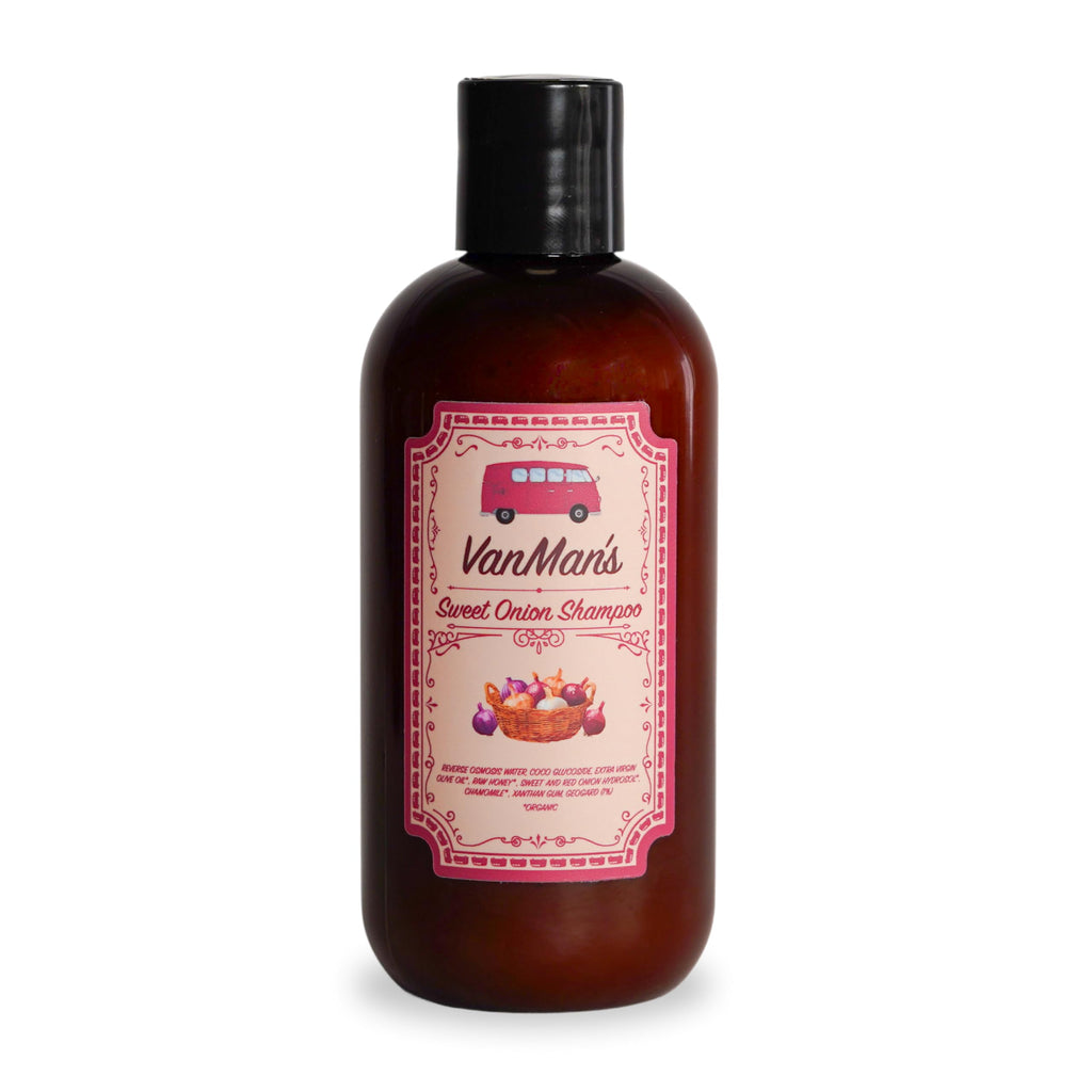 VanMan Sweet Onion Shampoo – Gentle Organic Hydrosol Formula with Olive Oil & Honey, 8 oz