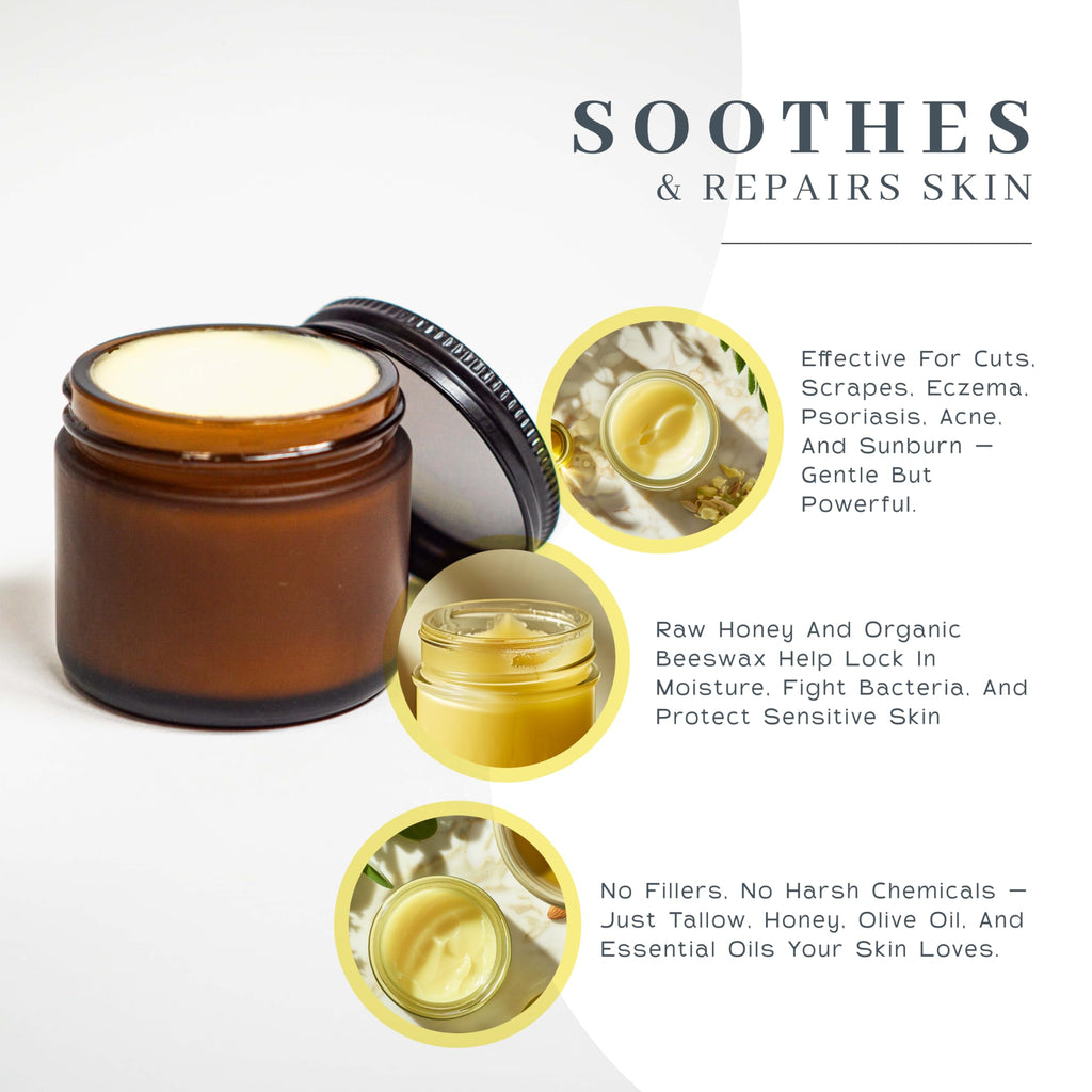 Vanman’s Tallow & Honey Balm – Grass-Fed Bison Tallow, Manuka Honey & Royal Jelly | 2.4 oz
