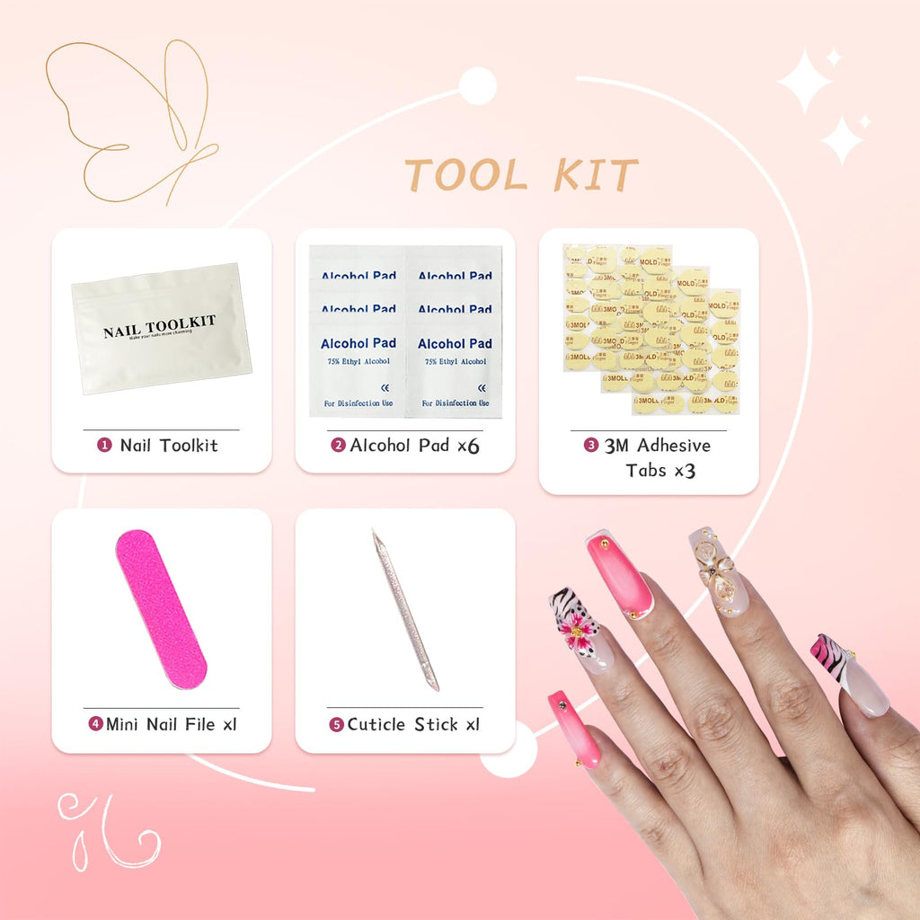Vanpaga Press On Nails – Medium Square Handmade 3D Artful Acrylic False Nails for Parties & Daily Wear
