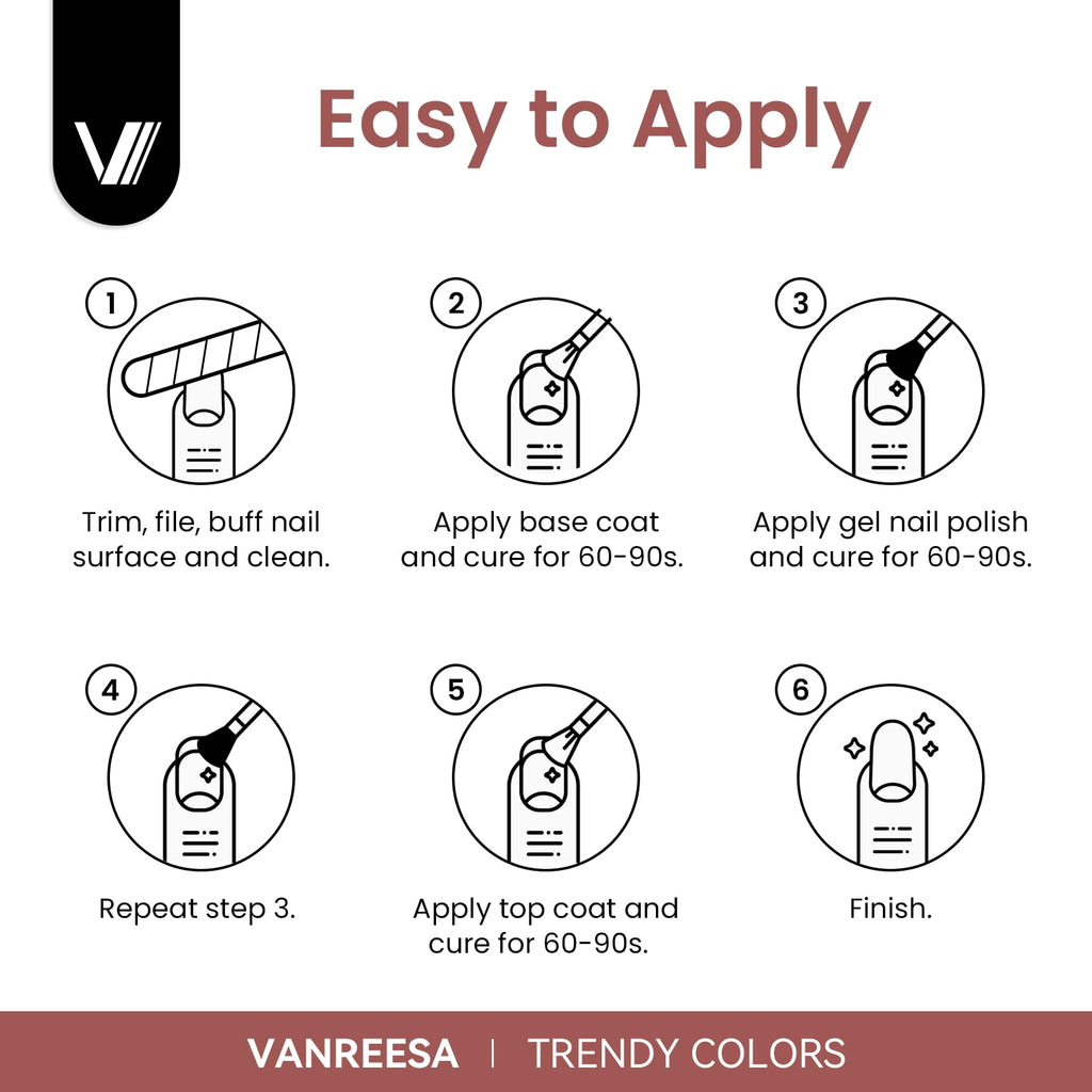 VANREESA 24-Piece Gel Nail Polish Set | 19 Colors + Base Coat & 4 Top Coats