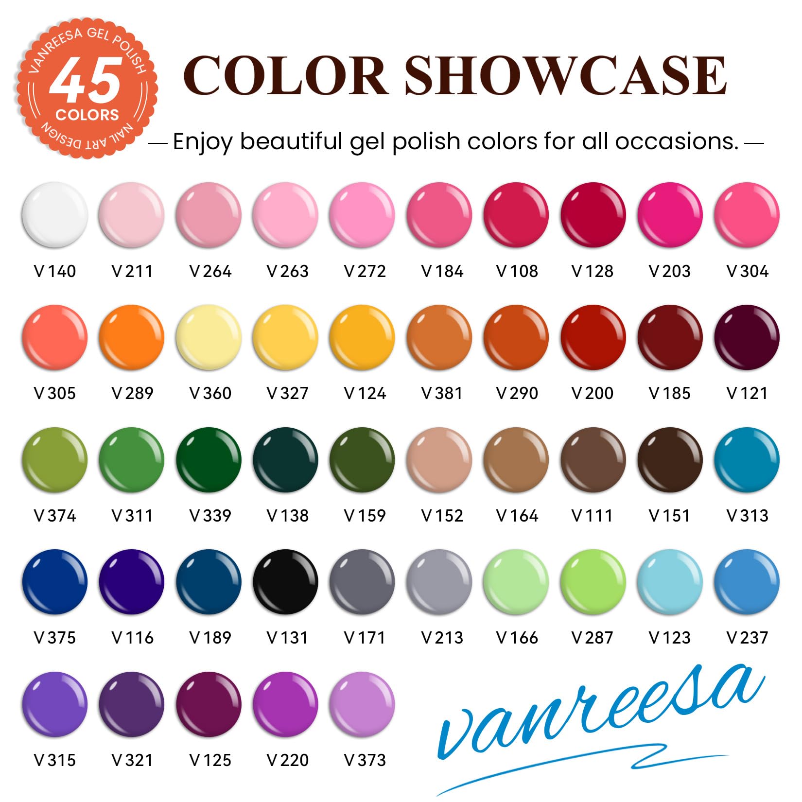 VANREESA Gel Nail Polish Kit with UV Light & Nail Drill – 75 Pcs, 45 Colors