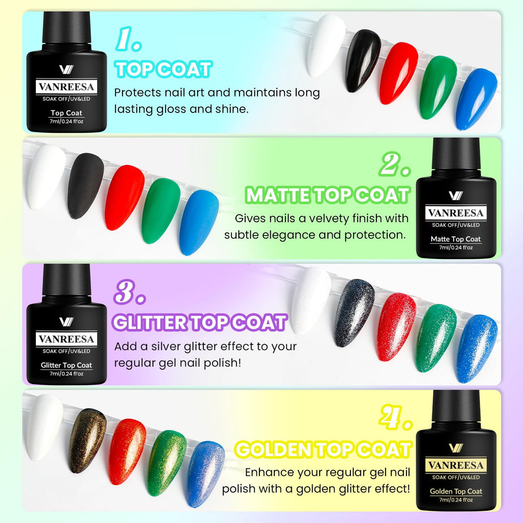 VANREESA Gel Nail Polish Kit with UV Light & Nail Drill — 65 Pcs, 35 Colors, Base Coat & 4 Top Coats, 48W Lamp