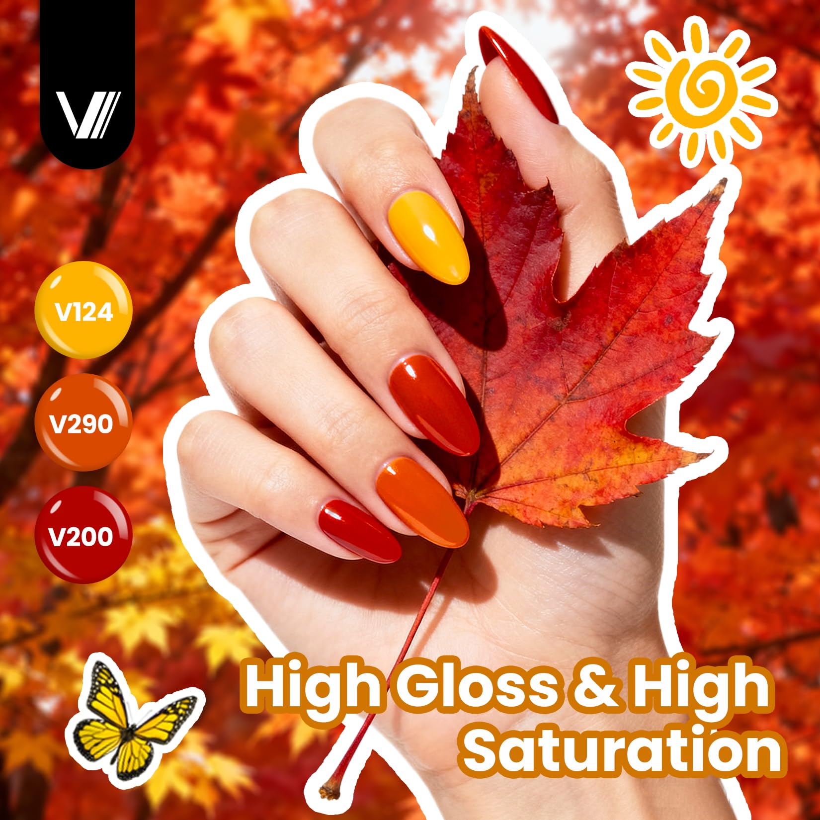 VANREESA 24-Piece Fall Gel Nail Polish Set – 19 Colors + Base Coat & 4 Top Coats
