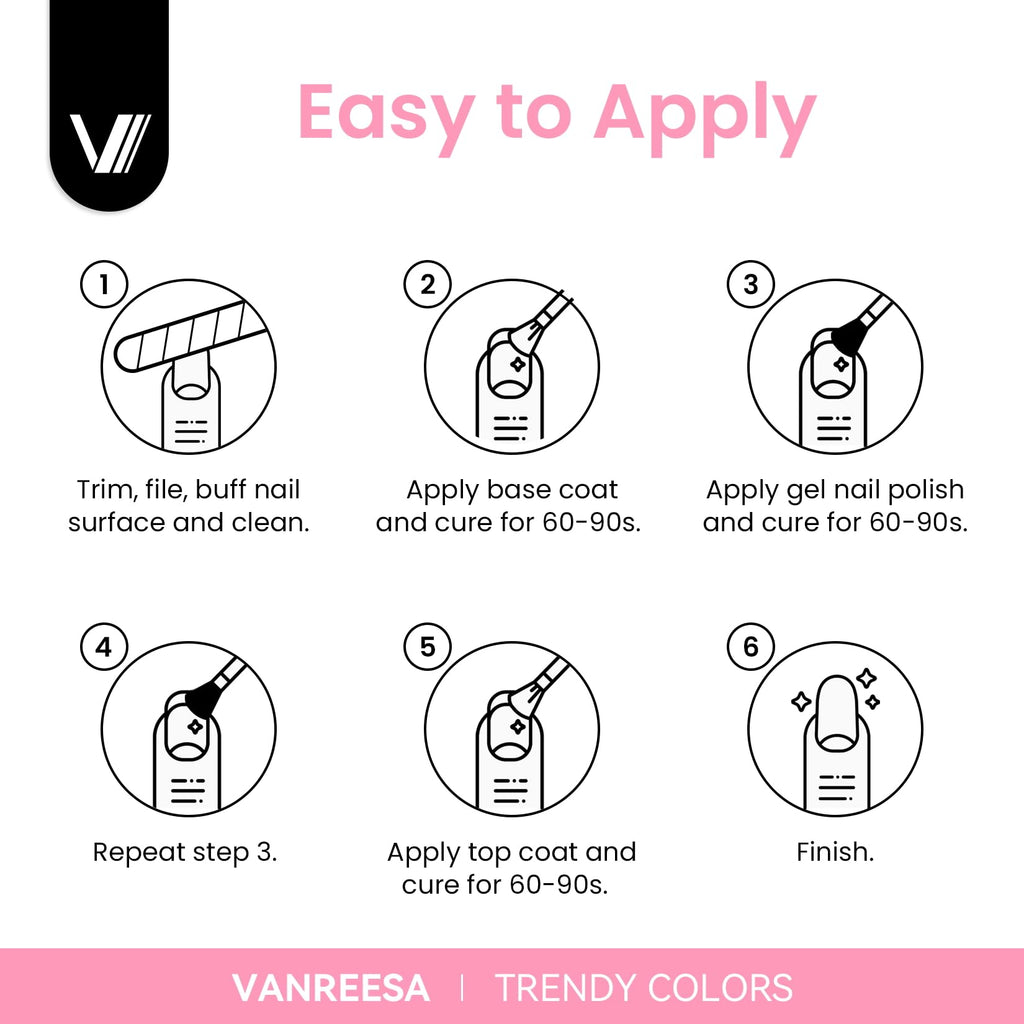 VANREESA 24 Pcs Gel Nail Polish Set – Trendy Spring Colors with Base Coat & 4 Top Coats | DIY Manicure Kit
