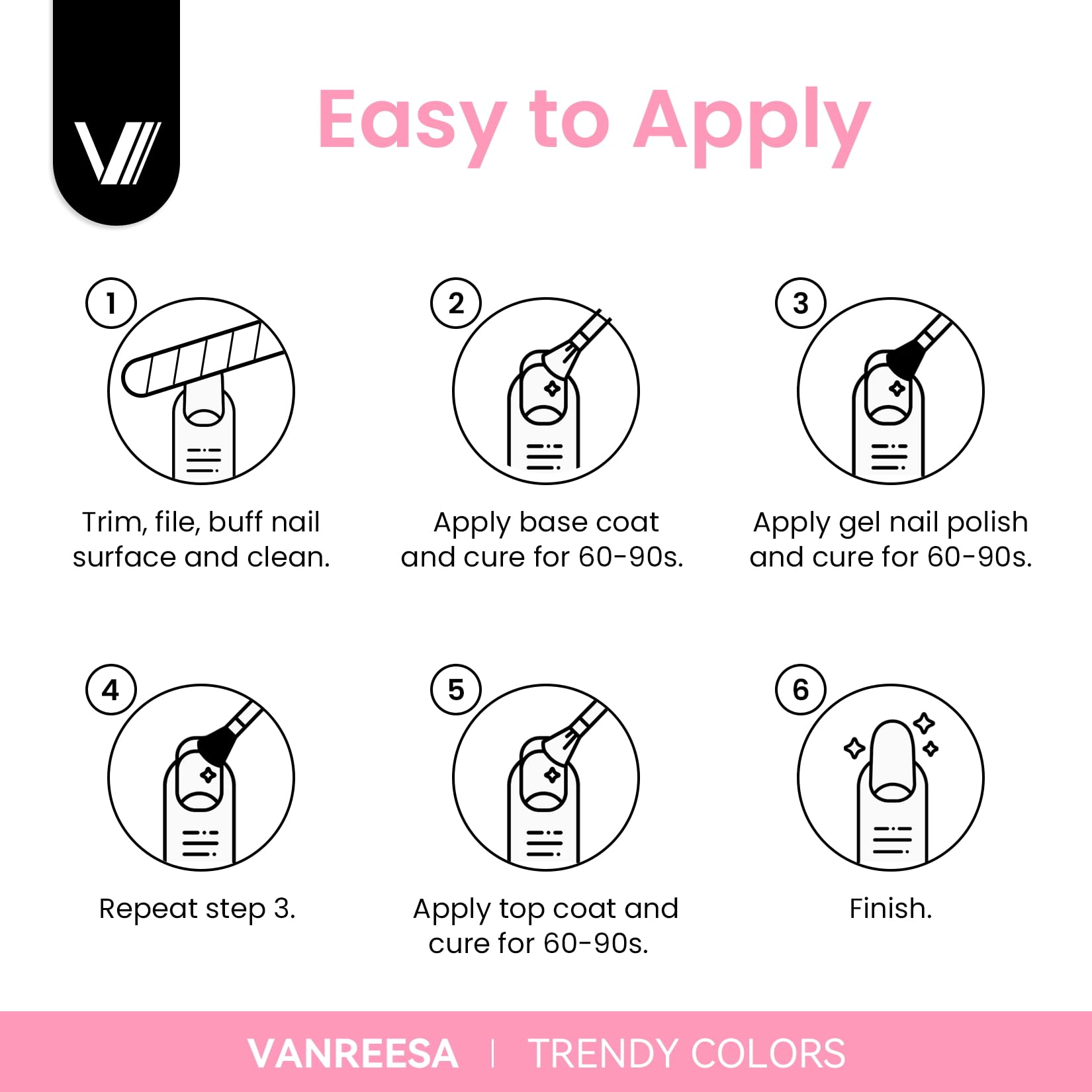 VANREESA 24 Pcs Gel Nail Polish Set – Trendy Spring Colors with Base Coat & 4 Top Coats | DIY Manicure Kit