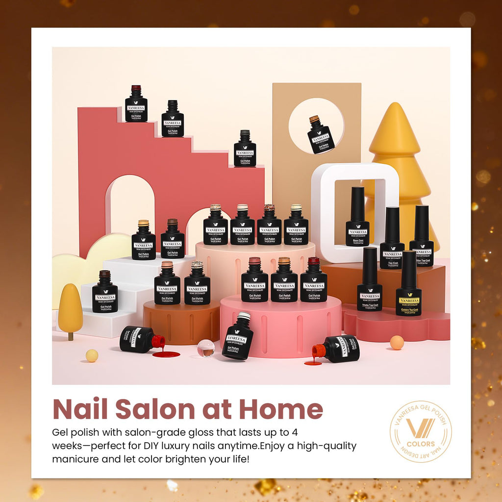 VANREESA 24-Piece Gel Nail Polish Set | 19 Colors + Base Coat & 4 Top Coats