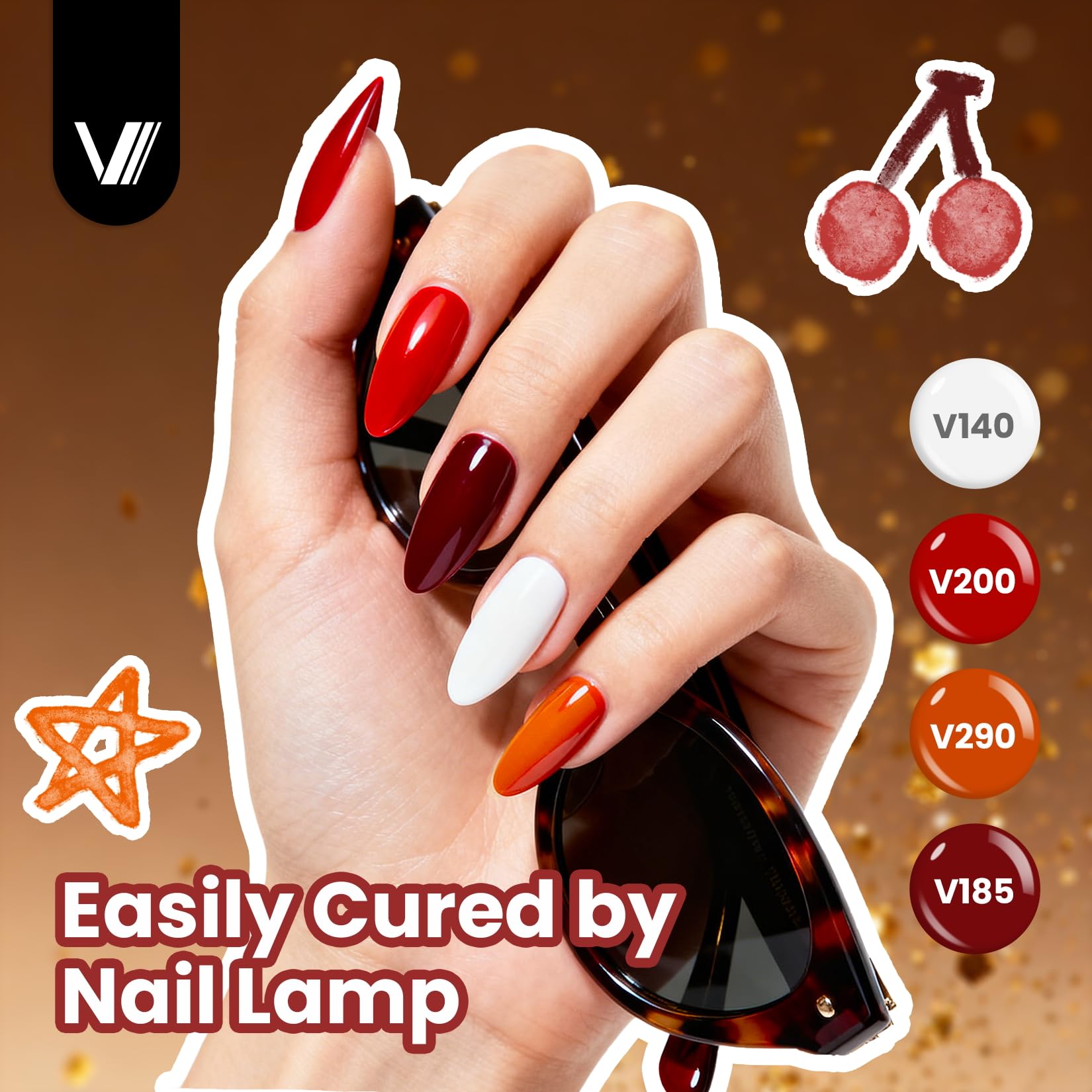 VANREESA 24-Piece Gel Nail Polish Set | 19 Colors + Base Coat & 4 Top Coats