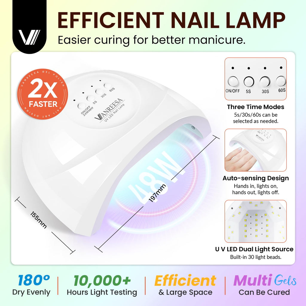 VANREESA Gel Nail Polish Kit with UV Light & Nail Drill – 75 Pcs, 45 Colors