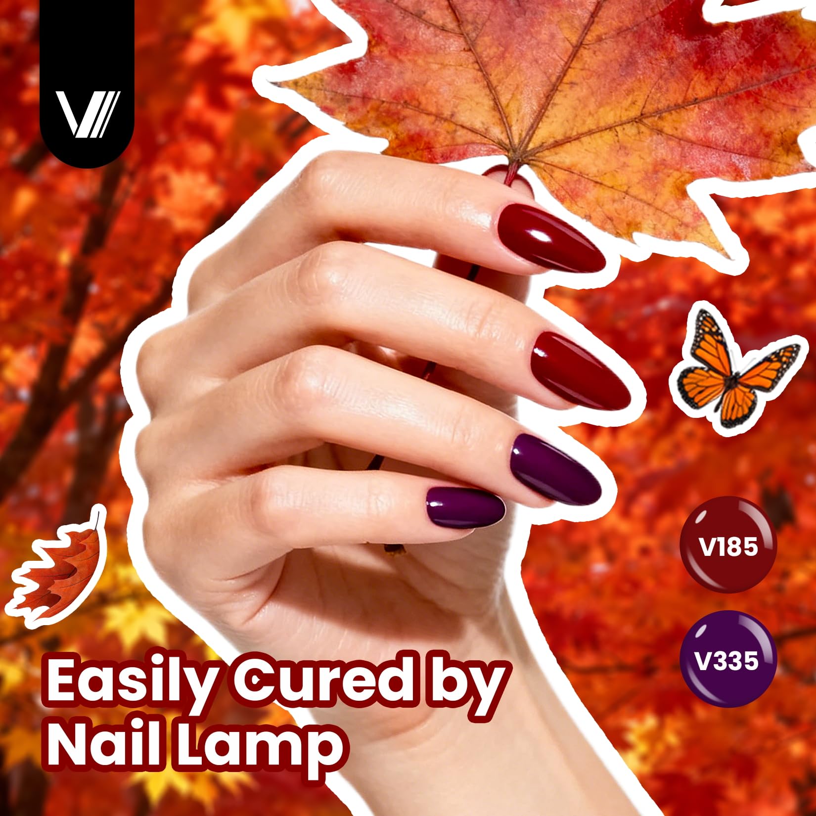 VANREESA 24-Piece Fall Gel Nail Polish Set – 19 Colors + Base Coat & 4 Top Coats