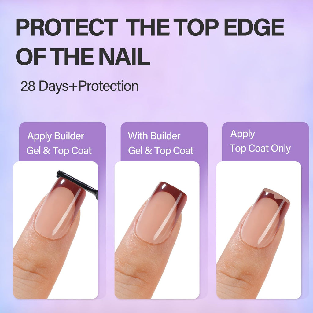 Vansiho French Gel Nails Kit – Short Square French Tip Press-On Nails & DIY Nail Lamp