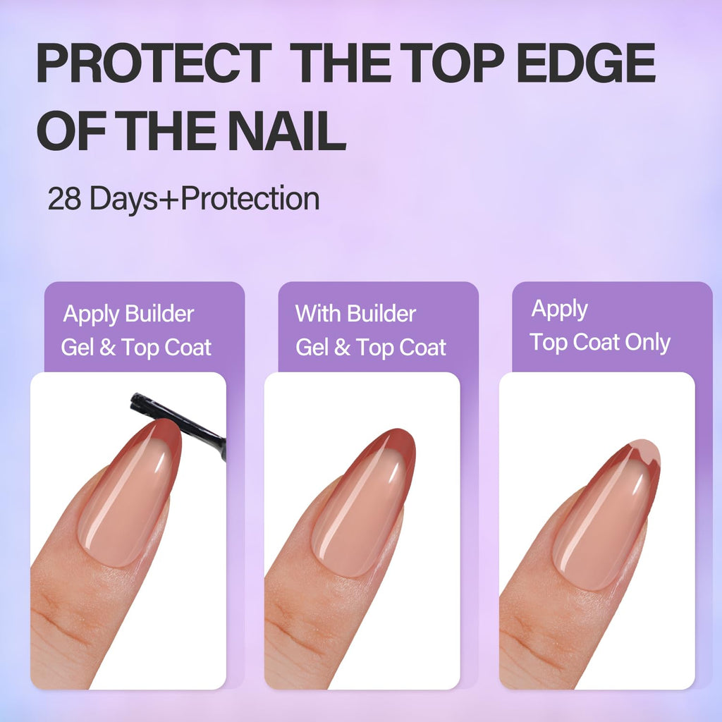 Vansiho French Gel Nails Kit – Medium Almond French Tip Press-On Nails with Nail Lamp