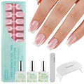 Vansiho Pink Deep French Gel Nails Kit – 3-in-1 Short Square Press-On Tips for DIY Nail Art