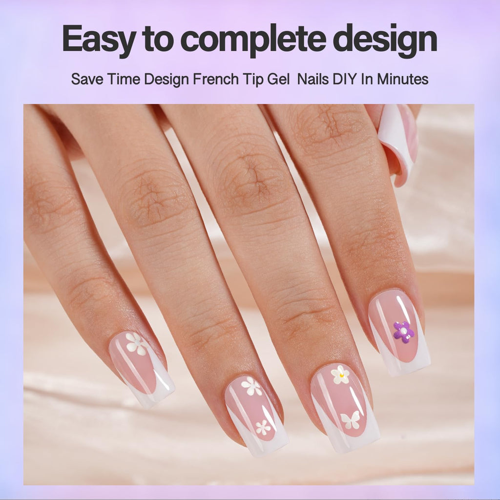 Vansiho Pink Deep French Gel Nails Kit – 3-in-1 Short Square Press-On Tips for DIY Nail Art