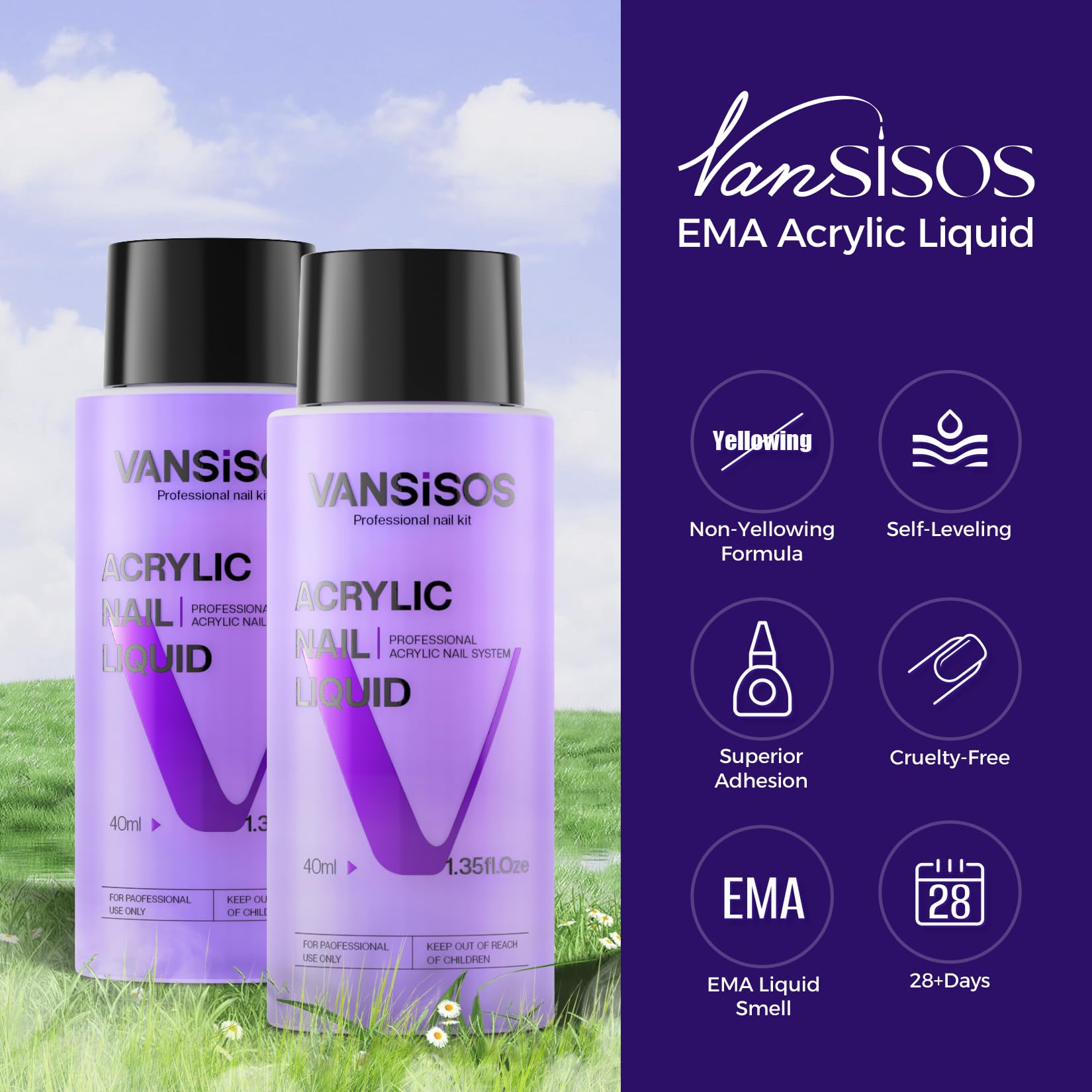 VANSISOS Acrylic Nail Kit Starter – Clear Powder & Liquid Set for Beginners