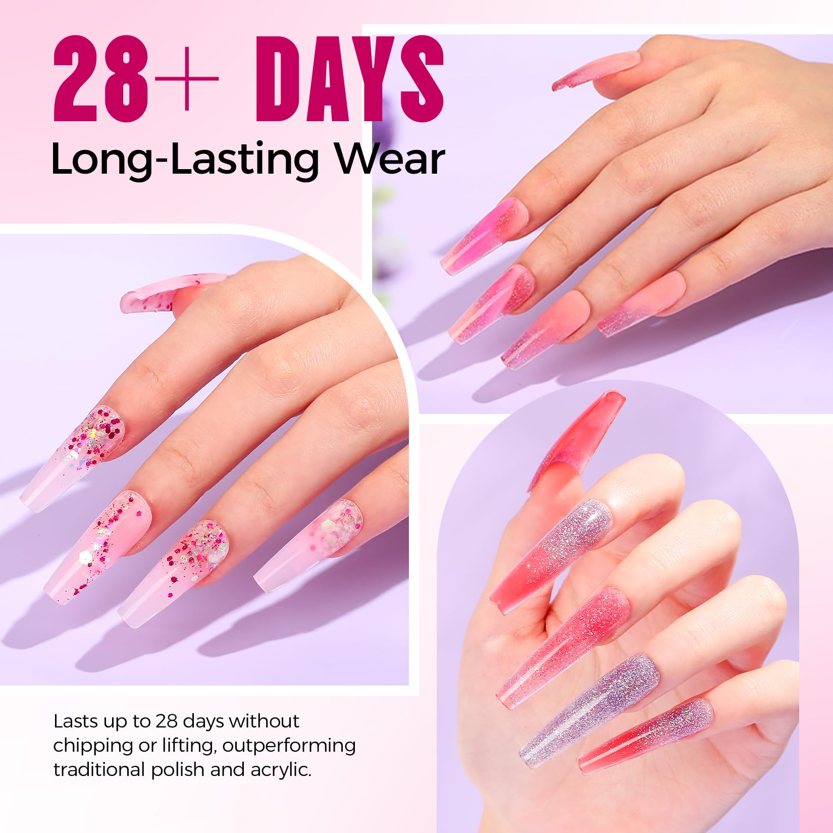 VANSISOS Poly Gel Nail Kit for Beginners - 14 Color Gel Nail Extension Set + UV Lamp