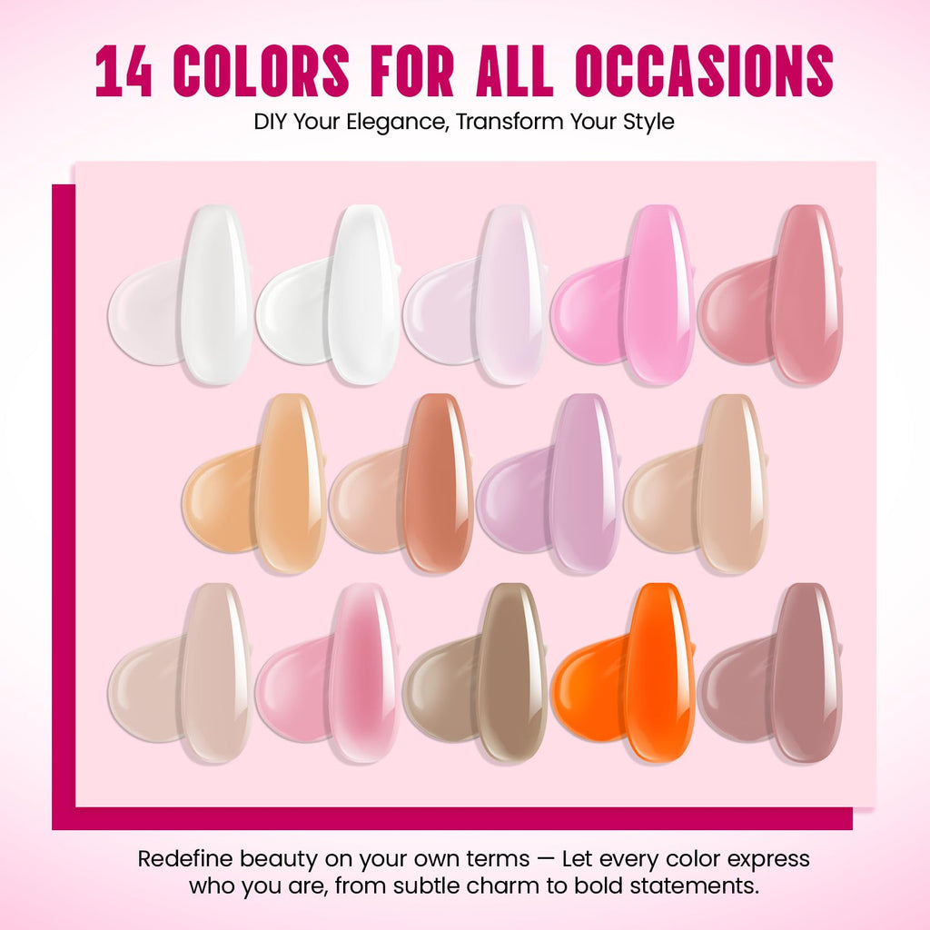 VANSISOS Poly Gel Nail Kit for Beginners - 14 Color Gel Nail Extension Set + UV Lamp