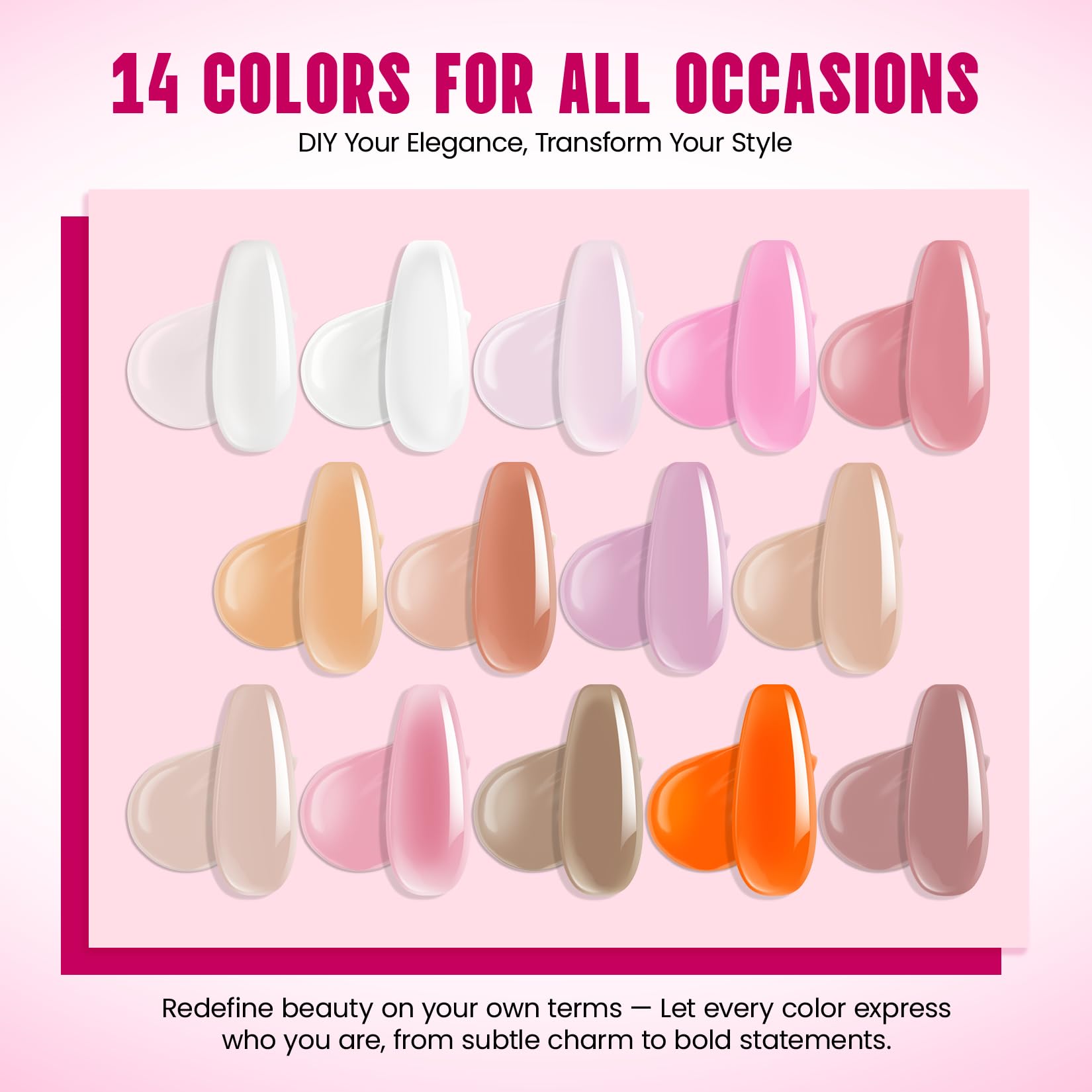 VANSISOS Poly Gel Nail Kit for Beginners - 14 Color Gel Nail Extension Set + UV Lamp