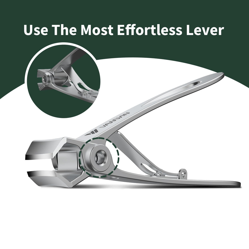 VANWIN Heavy-Duty Nail Clippers for Thick Nails — Wide Jaw Opening, Slanted Blade
