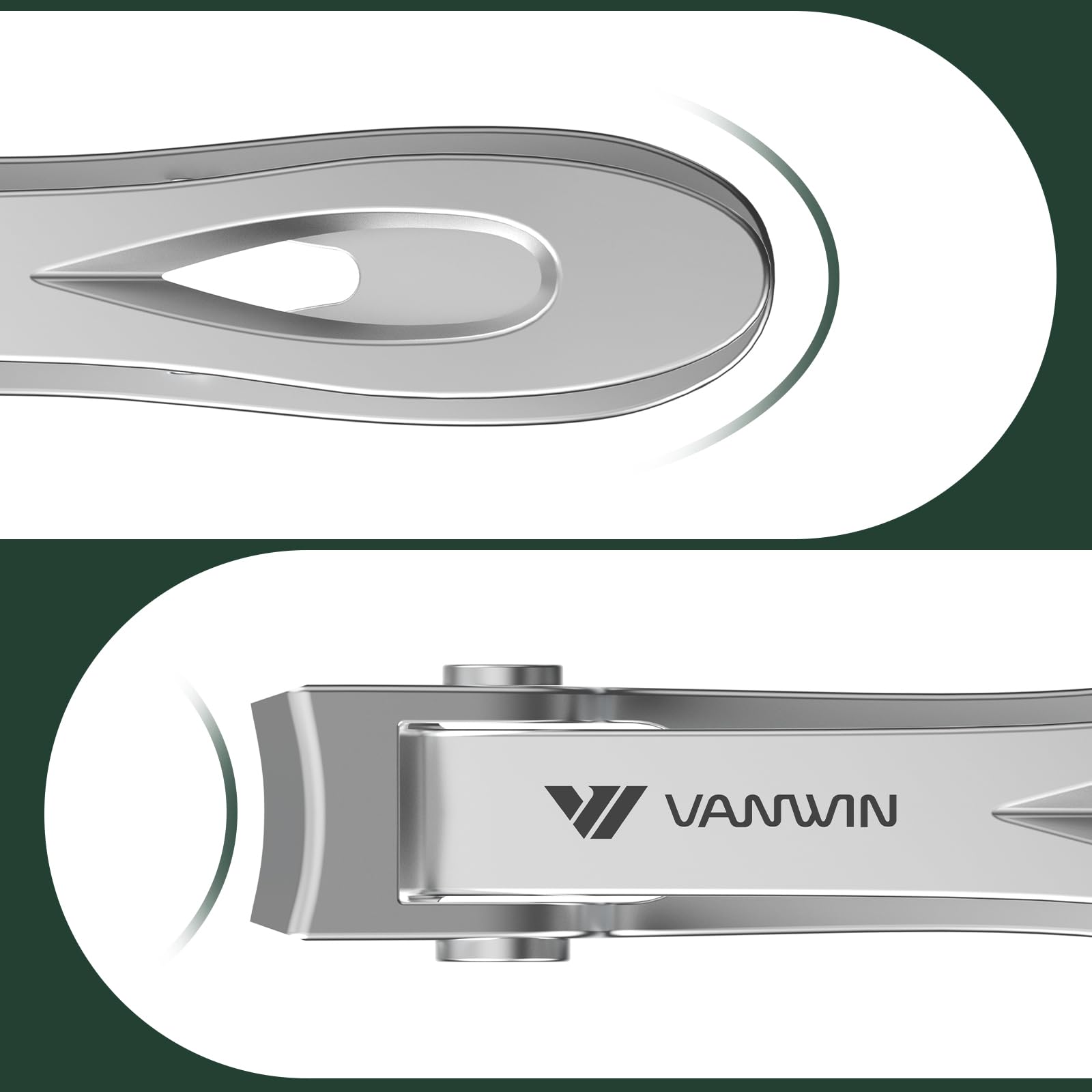 VANWIN Heavy-Duty Nail Clippers for Thick Nails — Wide Jaw Opening, Slanted Blade