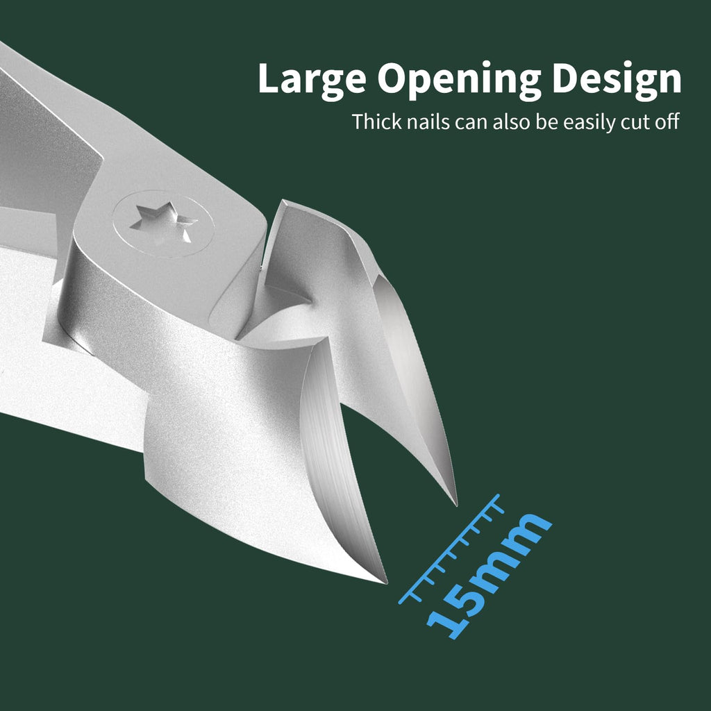 VANWIN Heavy-Duty Nail Clippers for Thick Nails — Wide Jaw Opening, Slanted Blade
